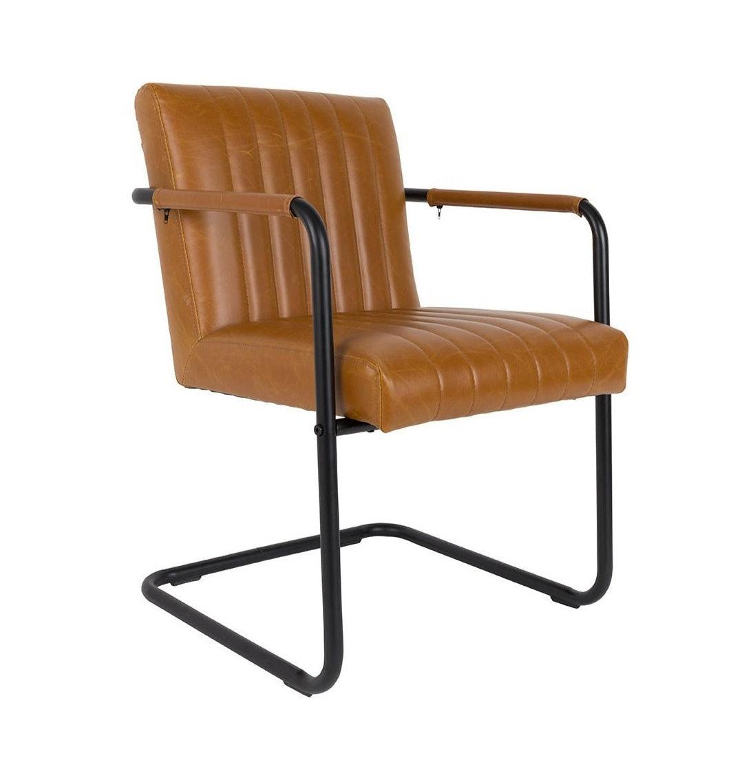 STITCHED ecological leather armchair cognac brown, Dutchbone, Eye on Design