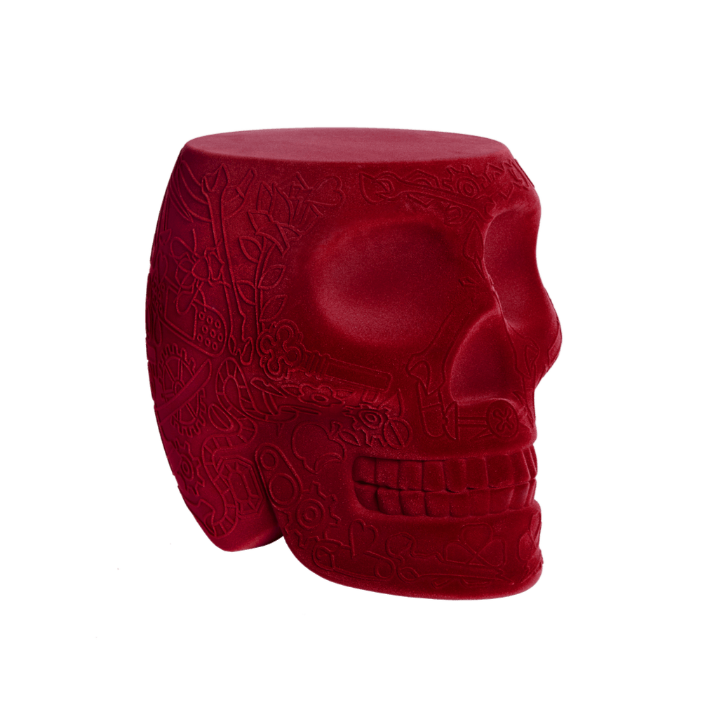 Stołek i stolik boczny MEXICO VELVET czerwony Qeeboo    Eye on Design