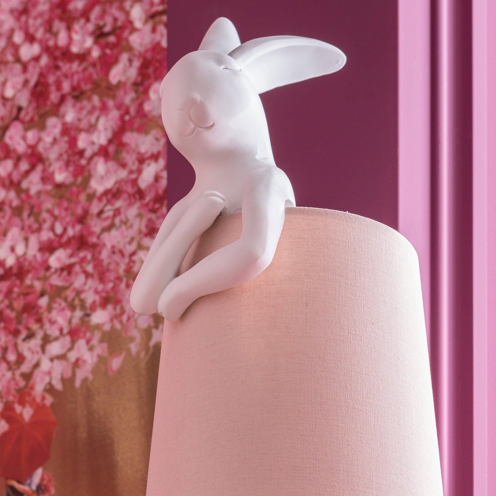 Table lamp RABBIT white with pink lamp shade - Eye on Design