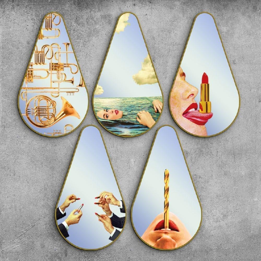 TONGUE teardrop-shaped mirror in gold frame - Eye on Design