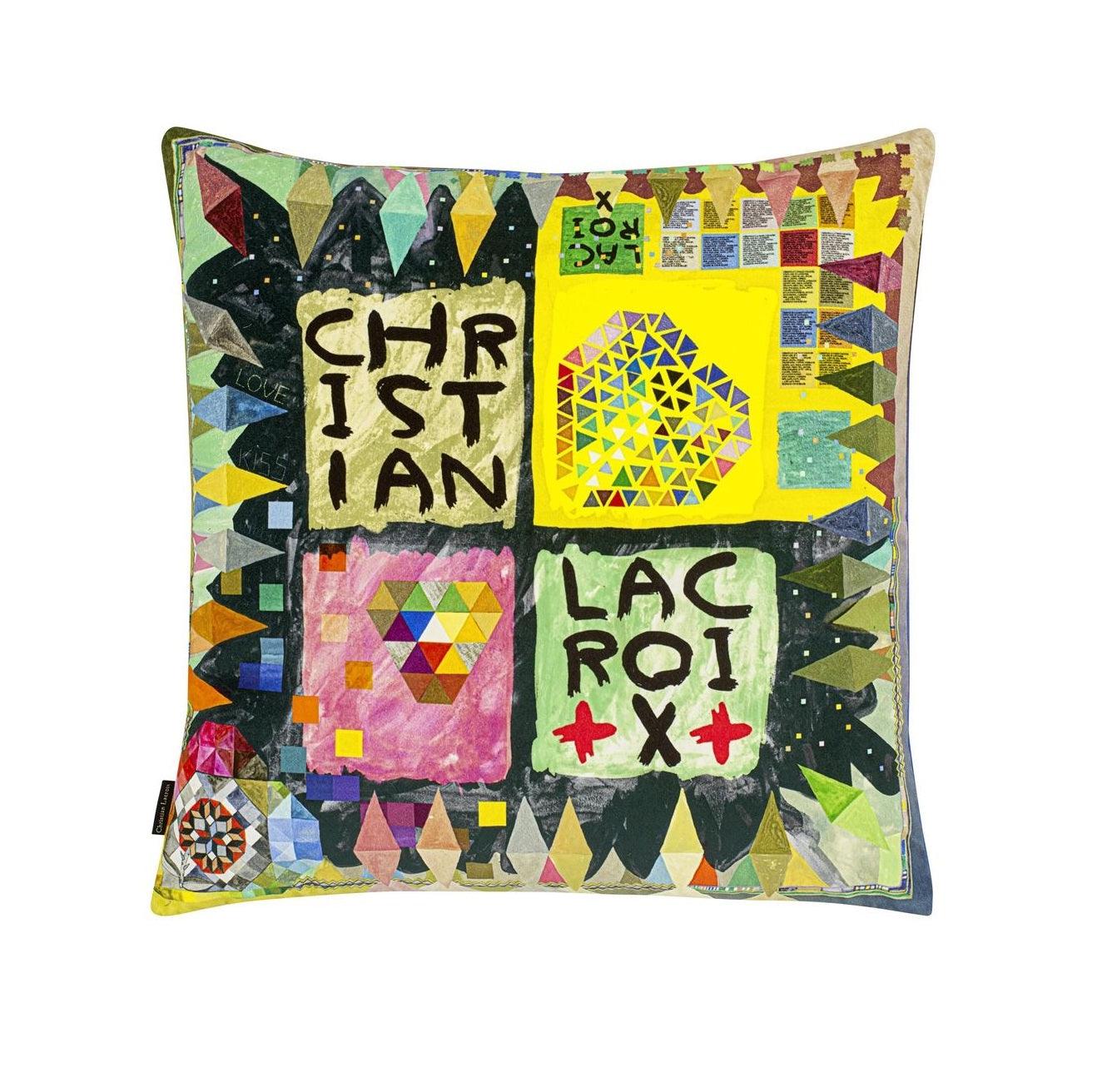 Two-sided pillow ARLECCHINO WOOD cotton satin - Eye on Design