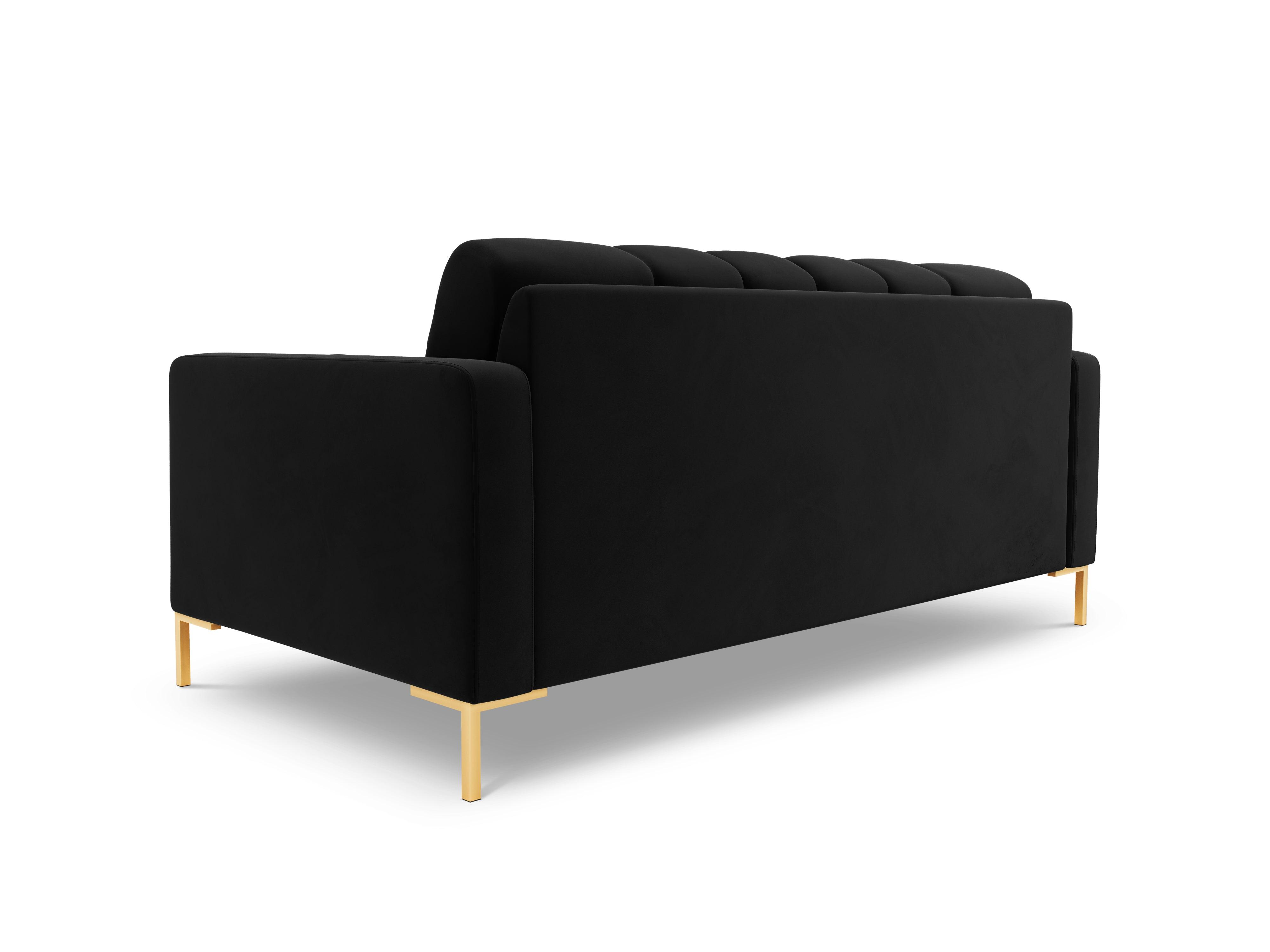 Velvet 2-seater sofa BALI black with gold base - Eye on Design