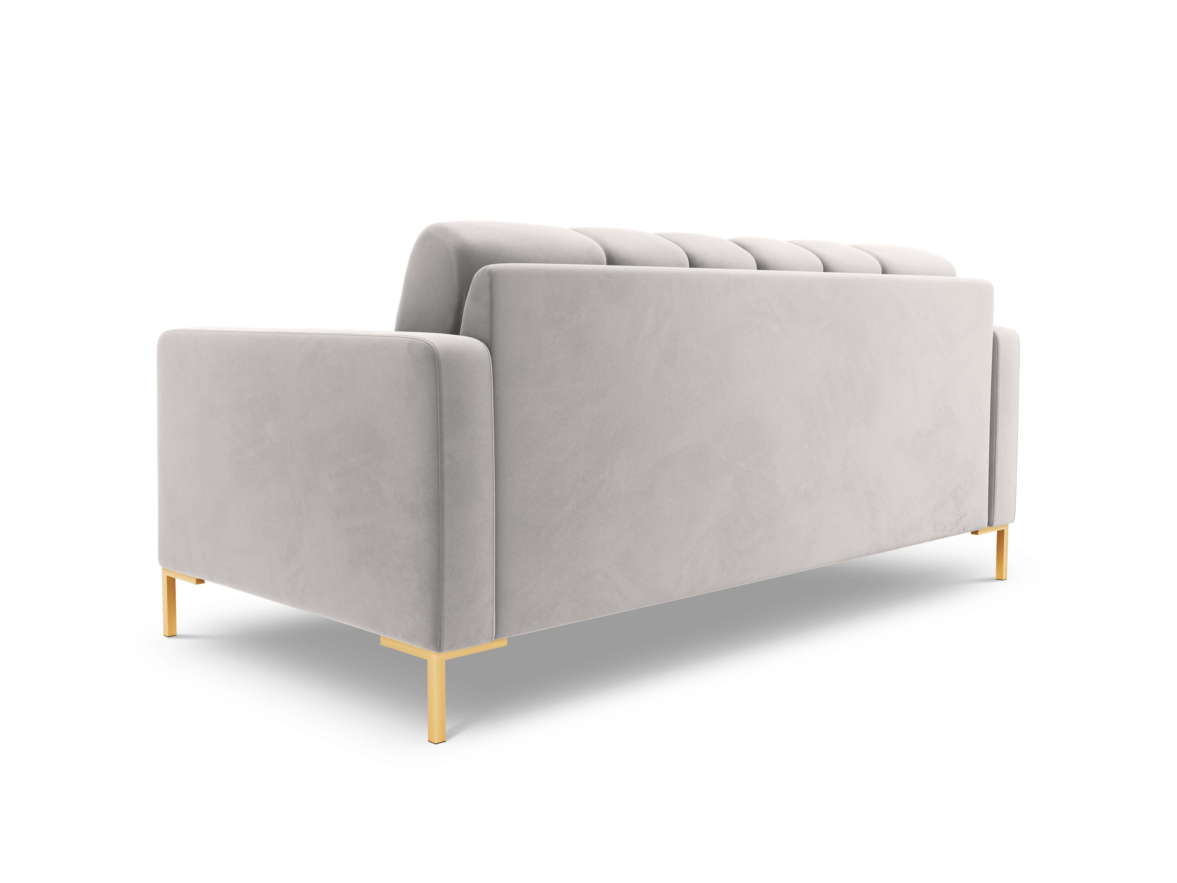 Velvet 2-seater sofa BALI silver with gold base - Eye on Design