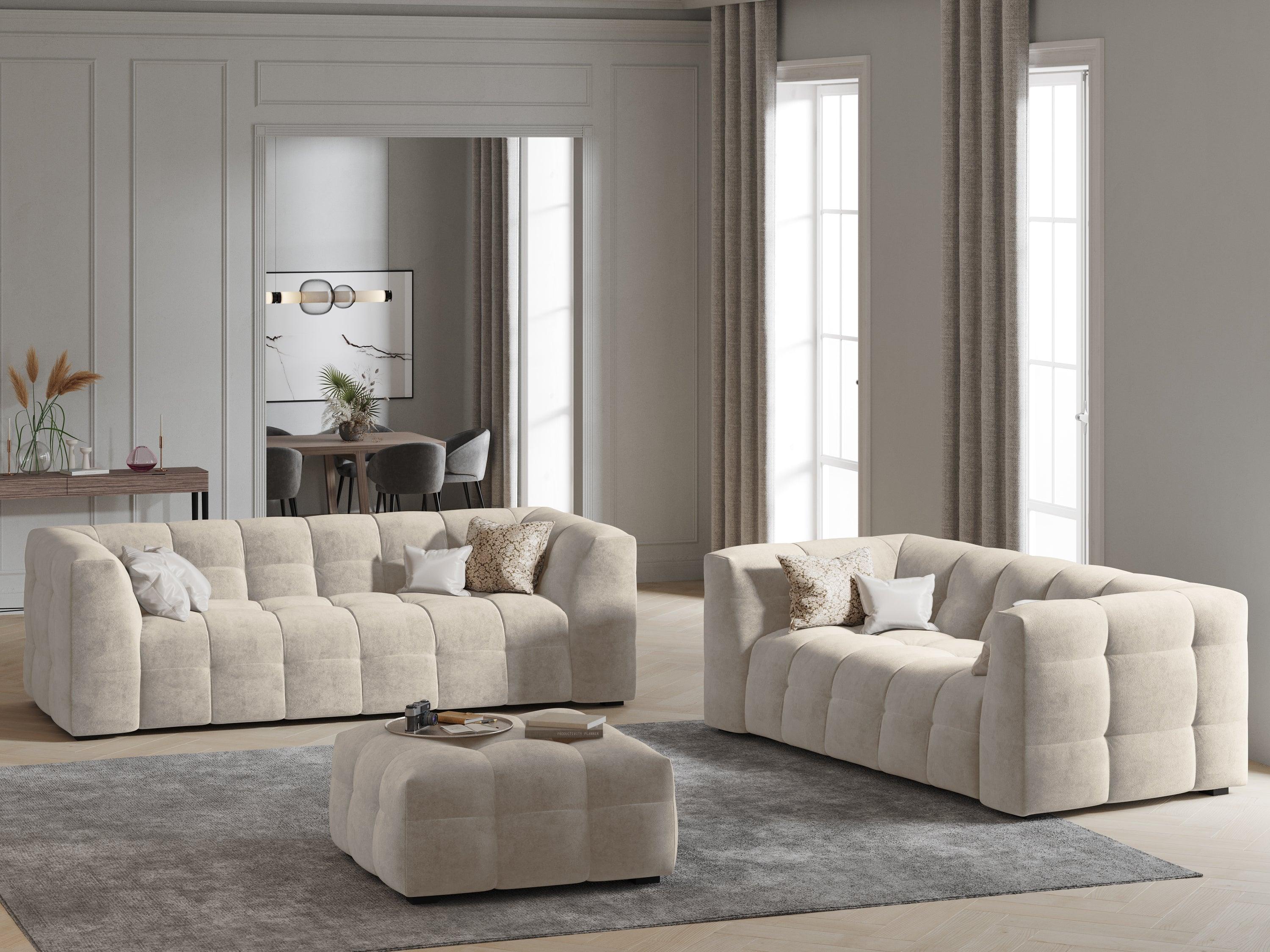 Velvet 2-seater sofa VESTA beige - Eye on Design