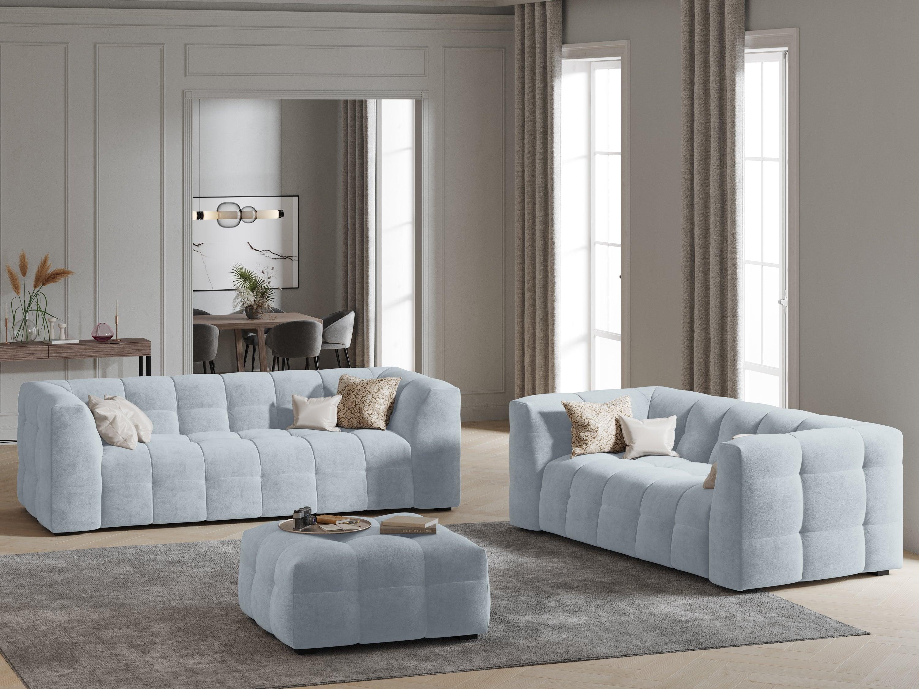 Velvet 2-seater sofa VESTA light blue - Eye on Design