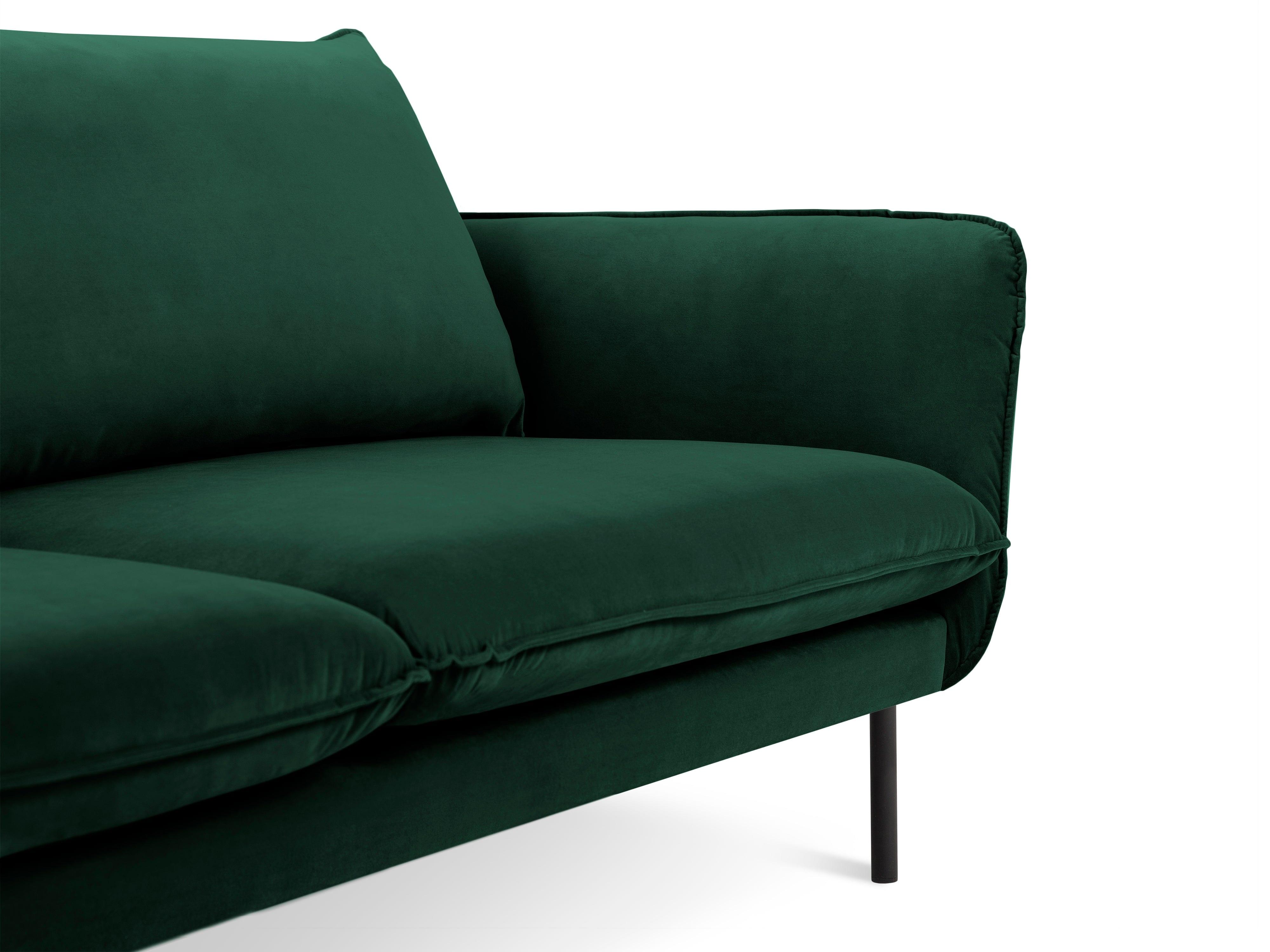 Velvet 2-seater sofa VIENNA green with black base - Eye on Design