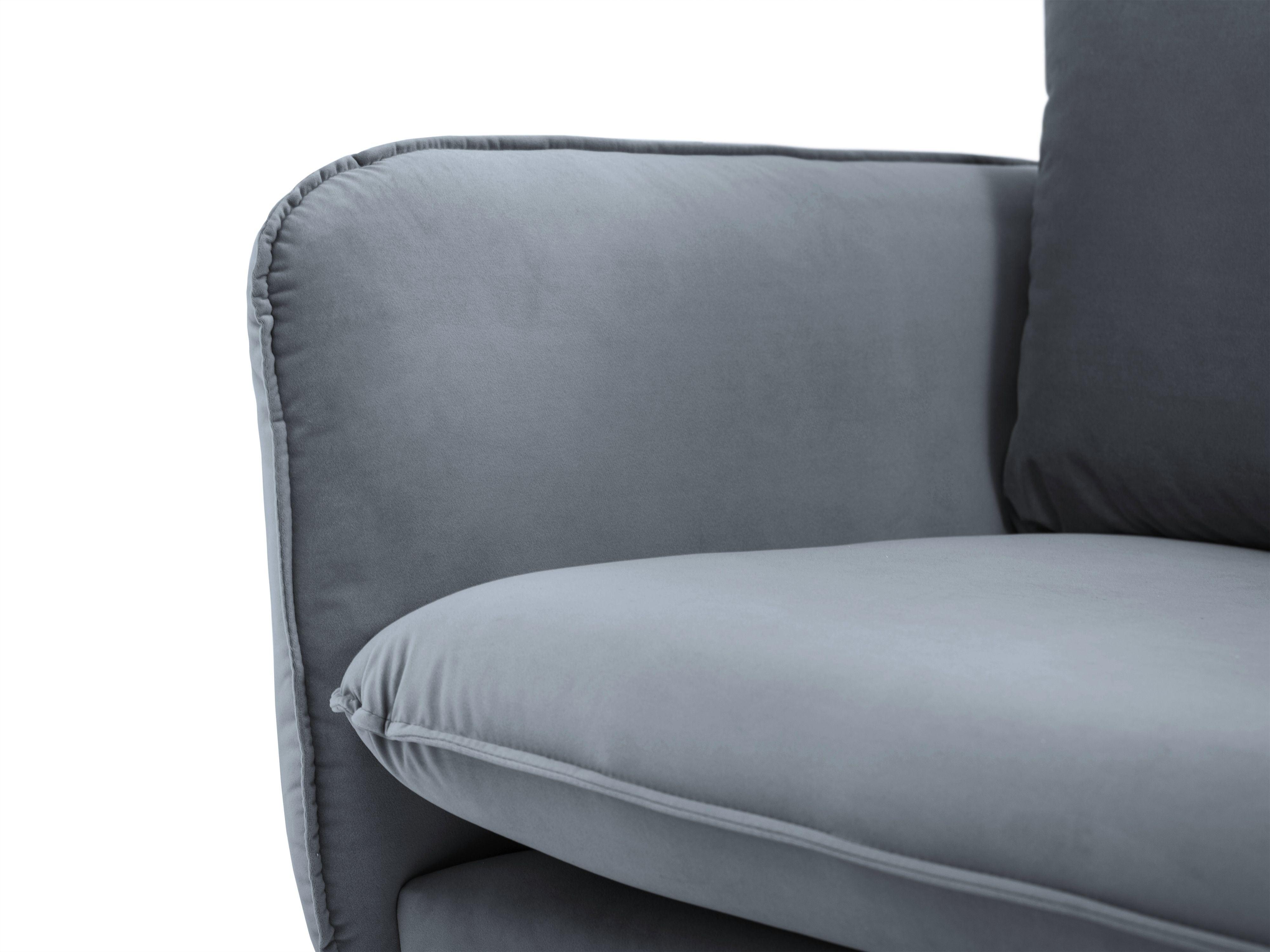 Velvet 2-seater sofa VIENNA grey with black base - Eye on Design