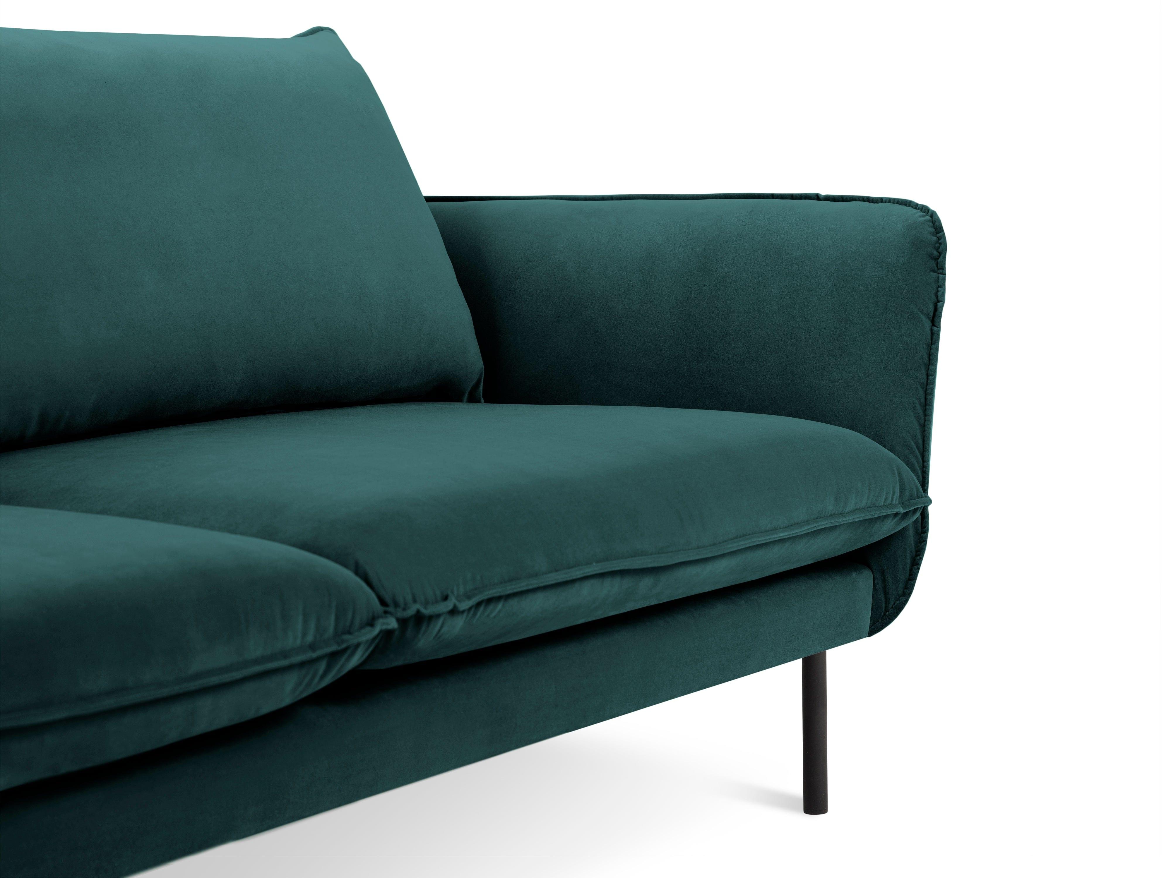 Velvet 2-seater sofa VIENNA marine with black base - Eye on Design