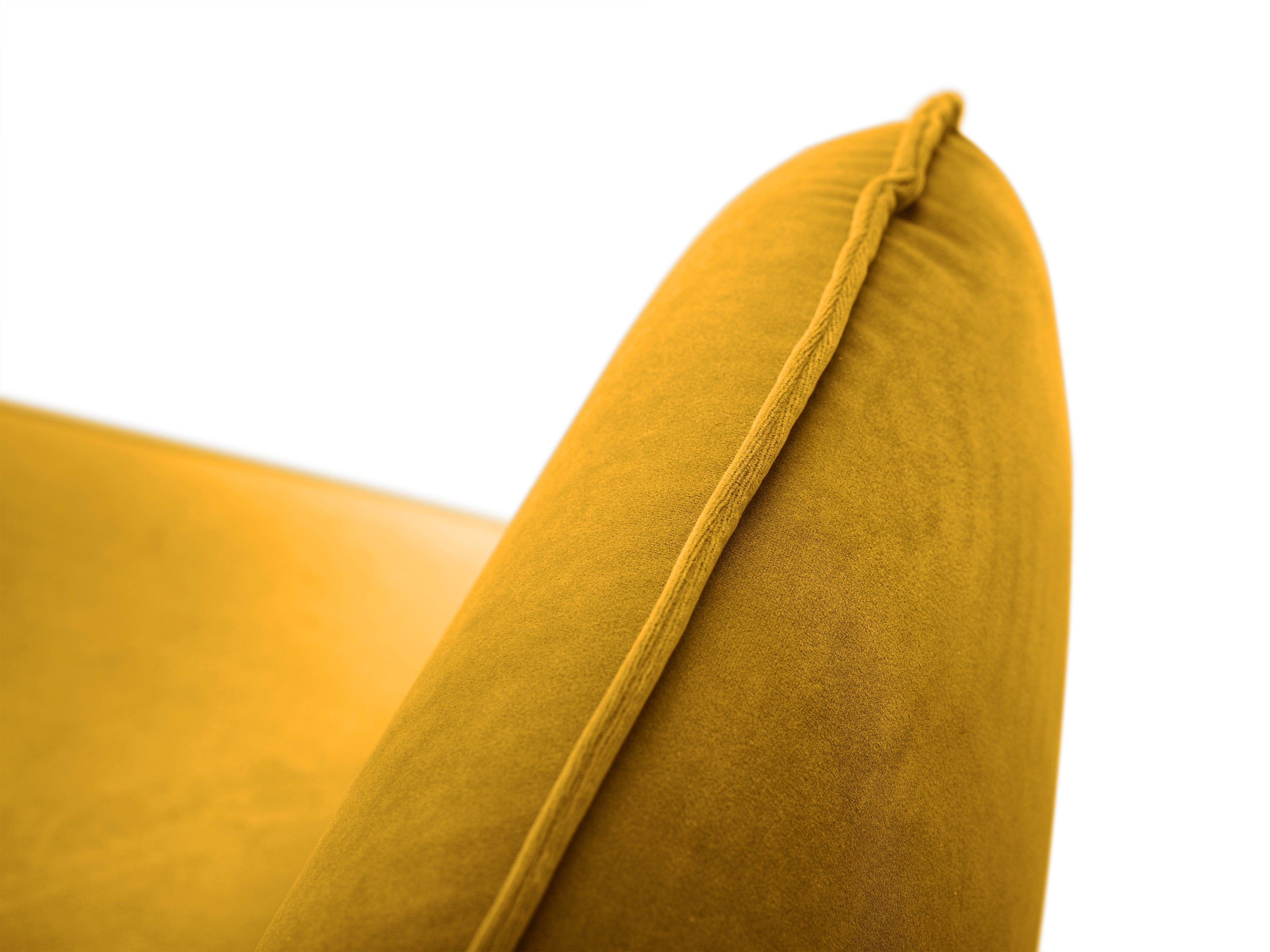 Velvet 2-seater sofa VIENNA yellow with gold base - Eye on Design