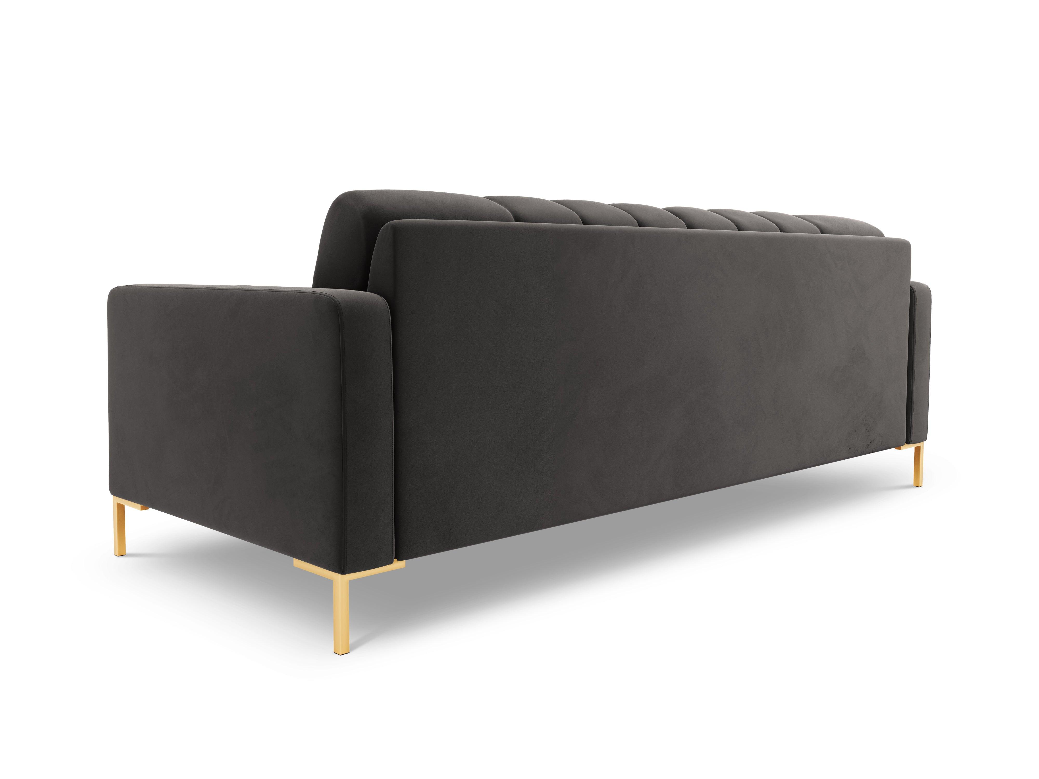 Velvet 3-seater sofa BALI dark grey with gold base - Eye on Design