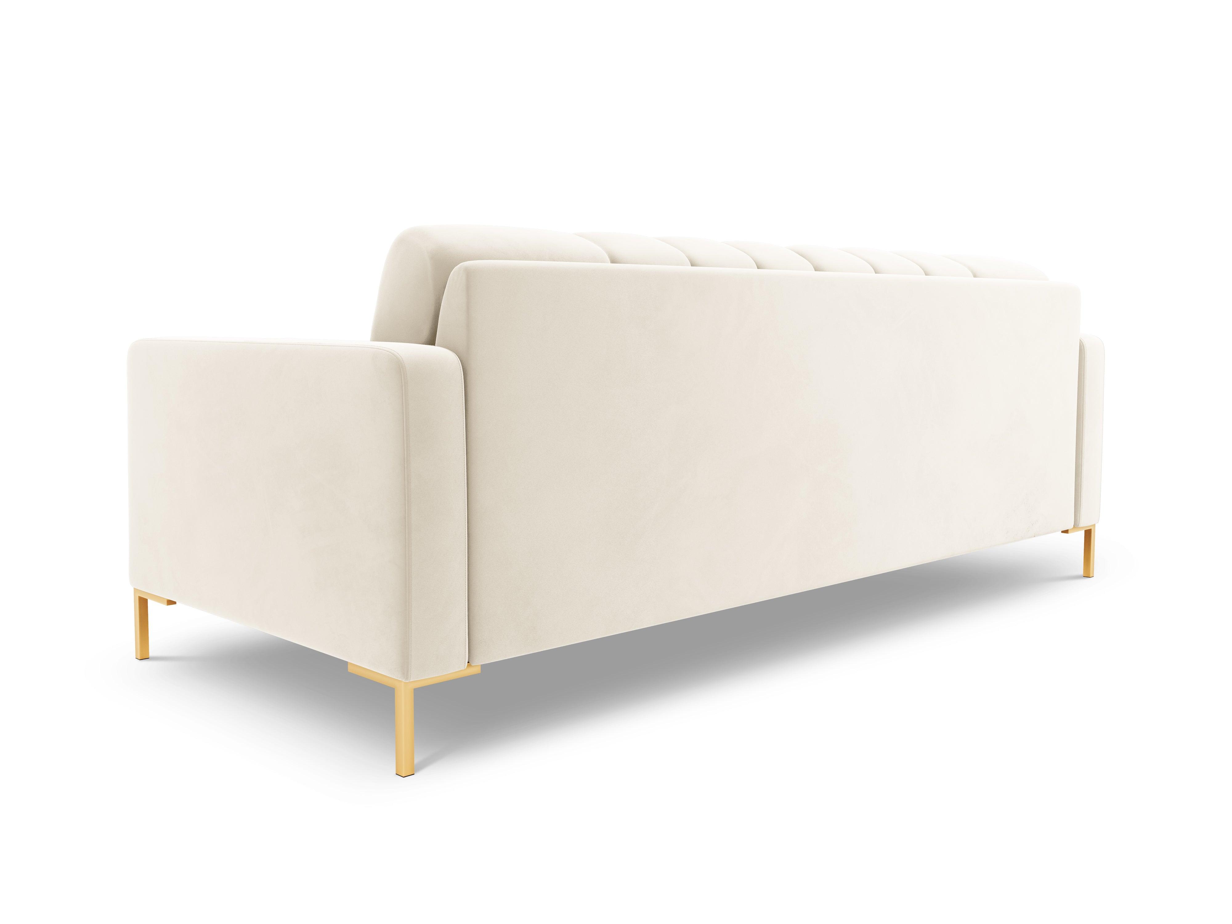 Velvet 3-seater sofa BALI light beige with gold base - Eye on Design