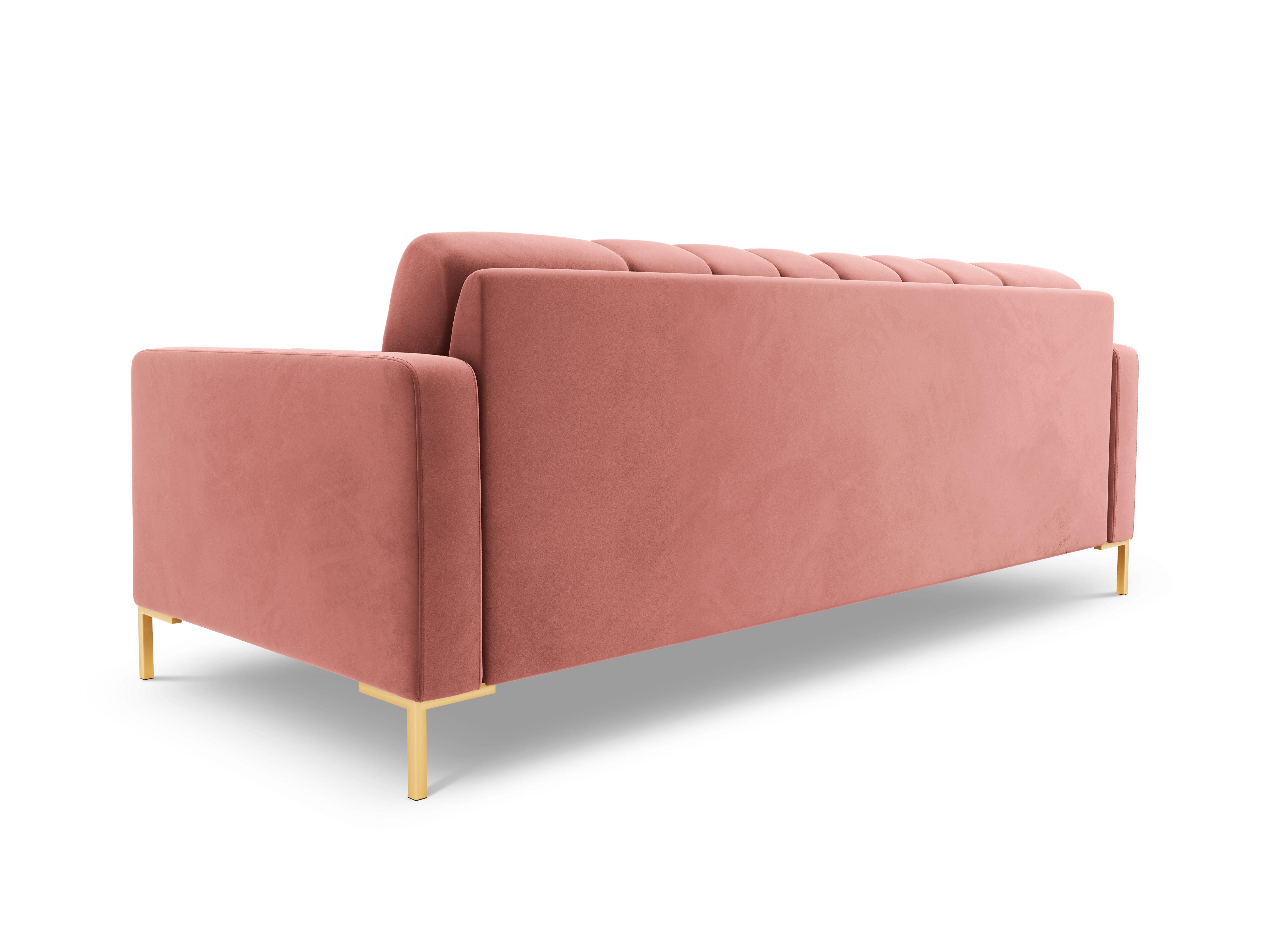 Velvet 3-seater sofa BALI pink with gold base - Eye on Design