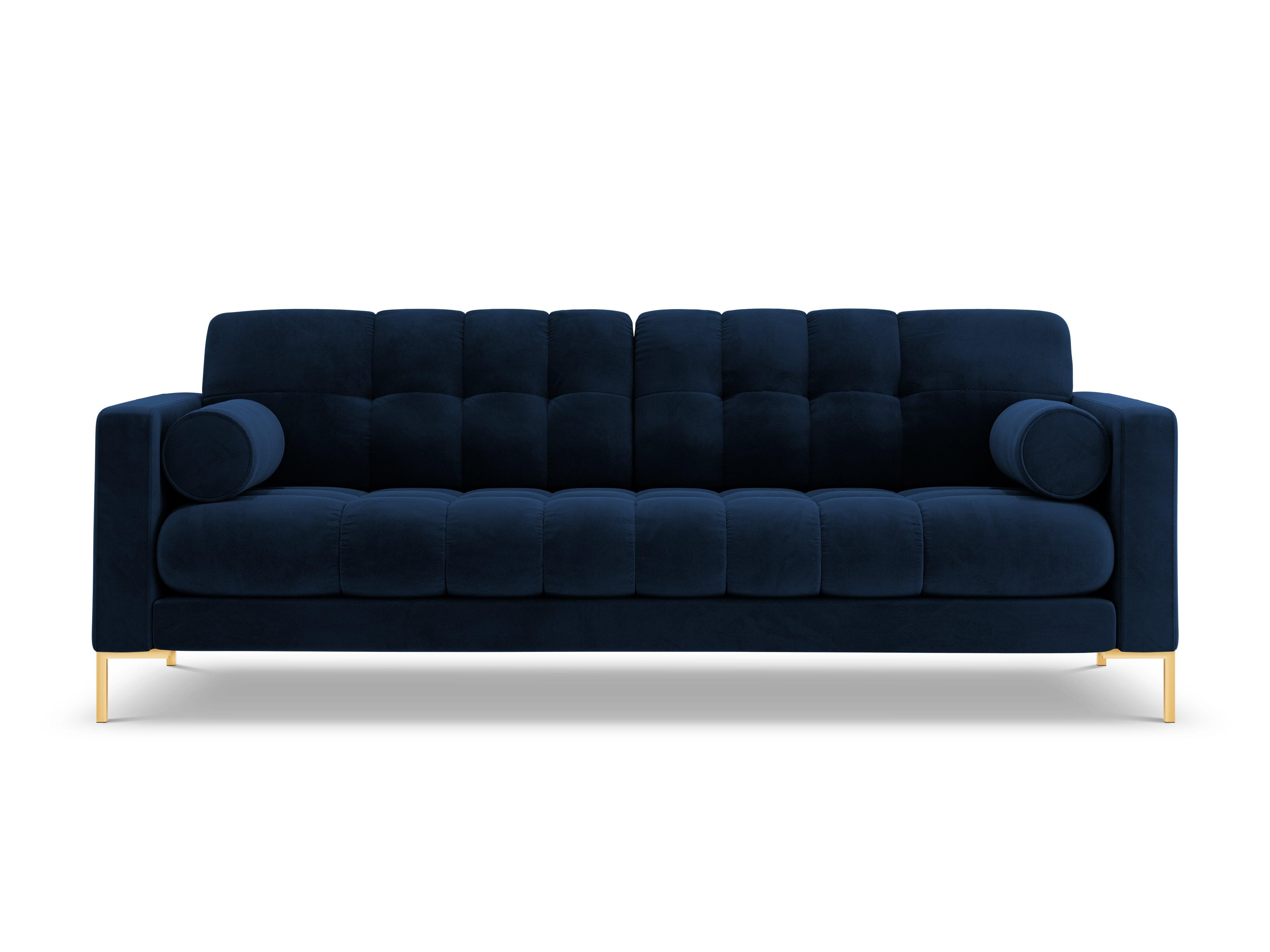 Velvet 3-seater sofa BALI royal blue with gold base - Eye on Design