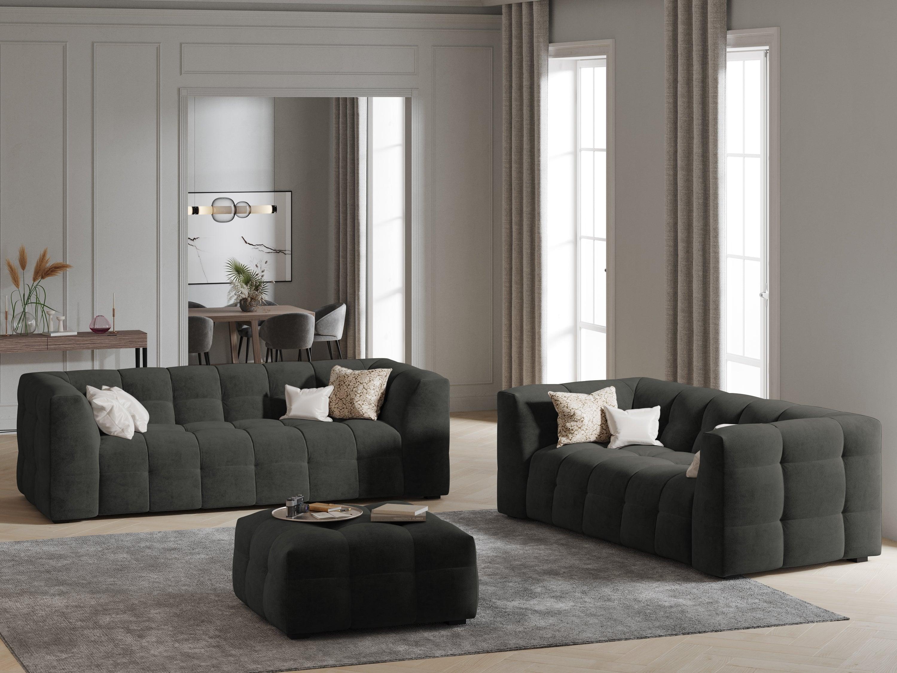 Velvet 3-seater sofa VESTA dark grey - Eye on Design