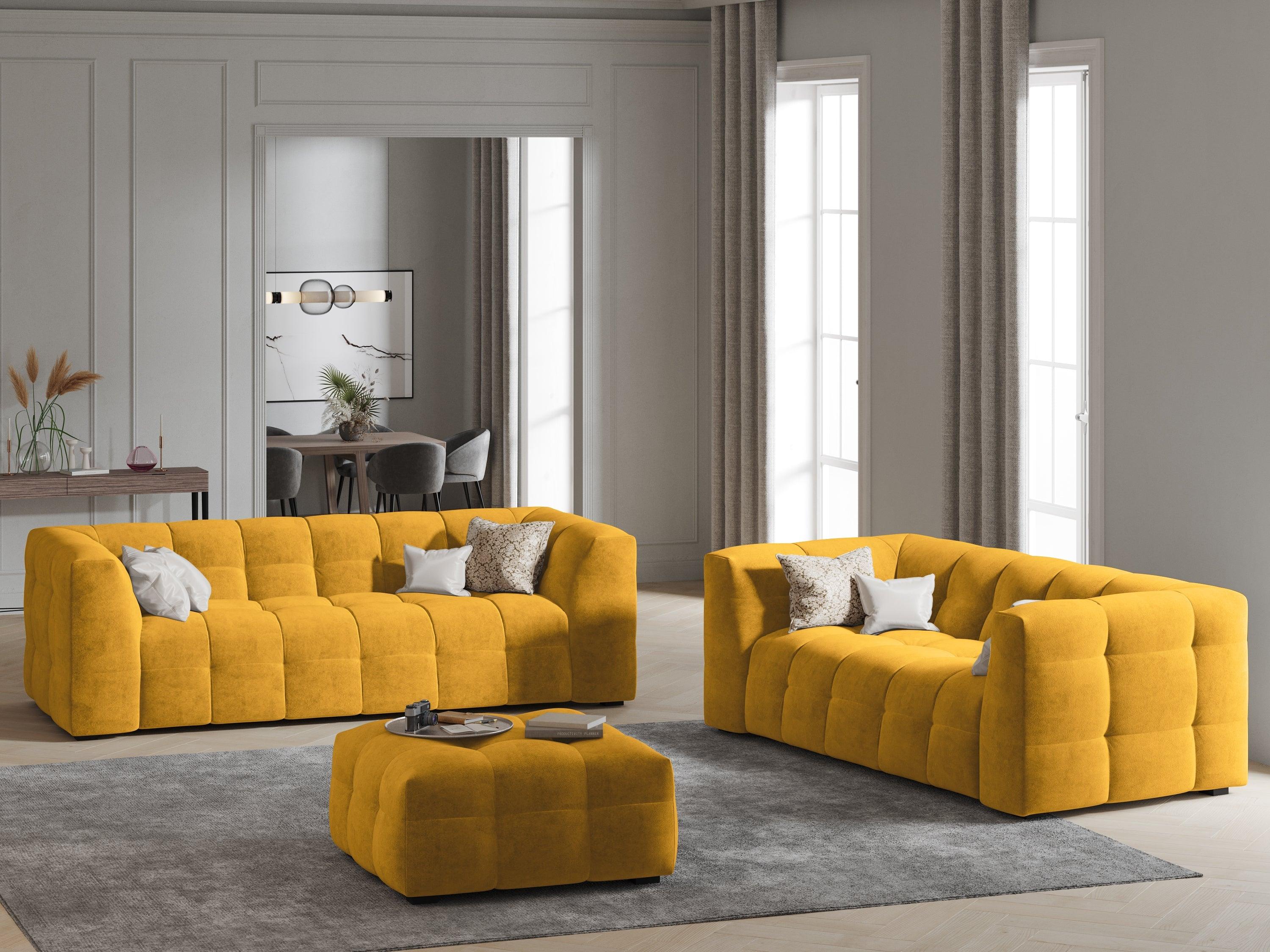 Velvet 3-seater sofa VESTA yellow - Eye on Design