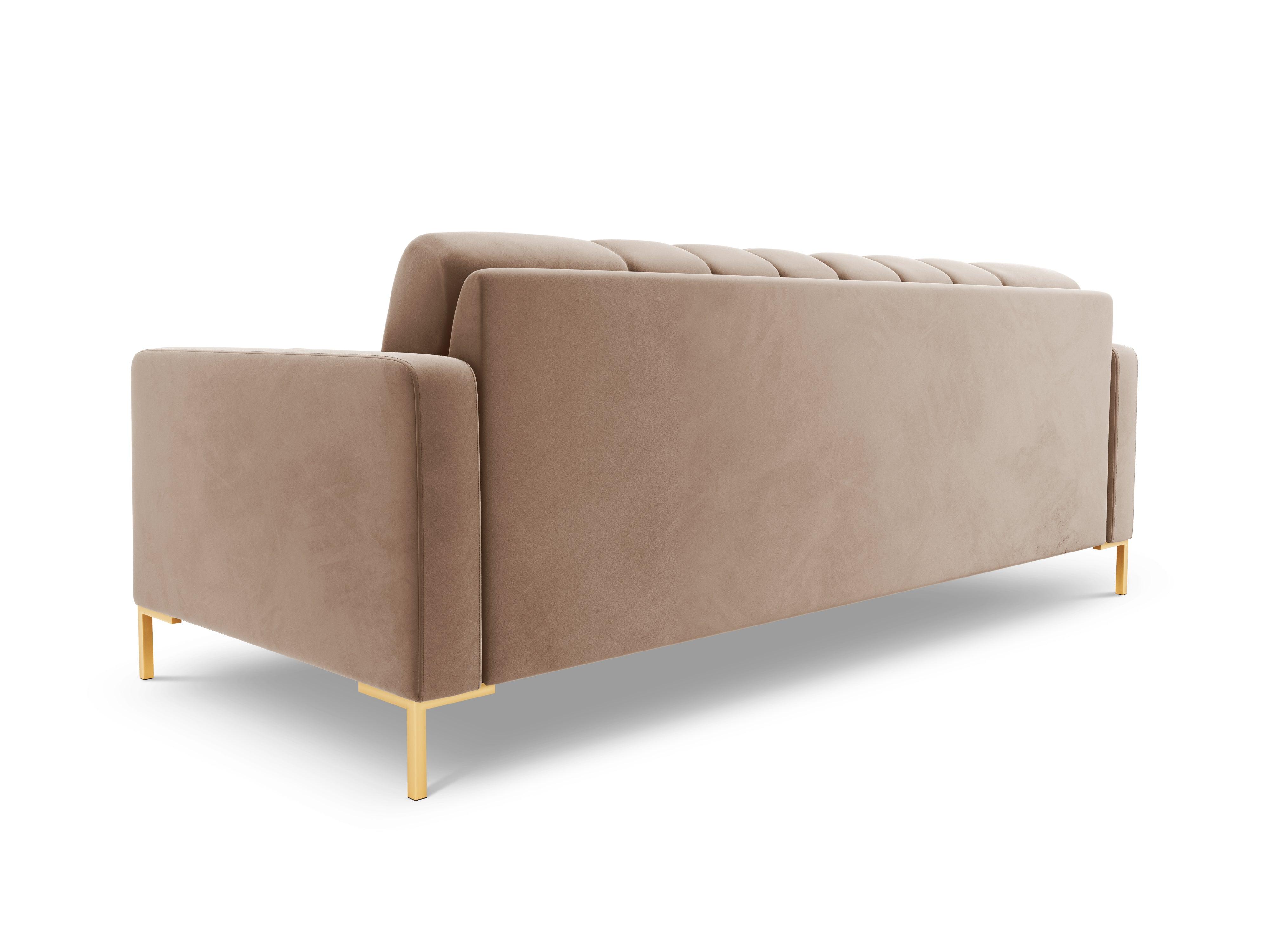 Velvet 4-seater sofa BALI beige with gold base - Eye on Design