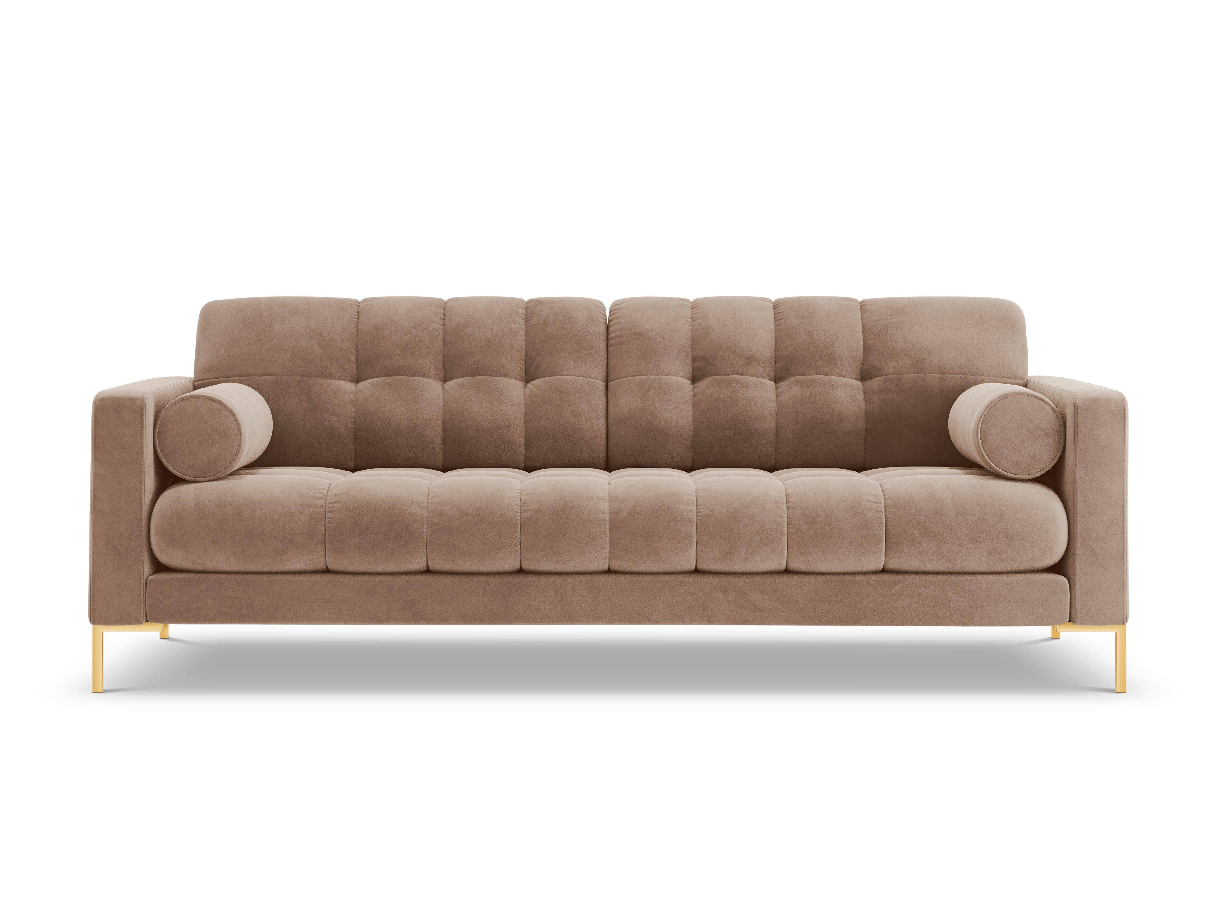 Velvet 4-seater sofa BALI beige with gold base - Eye on Design