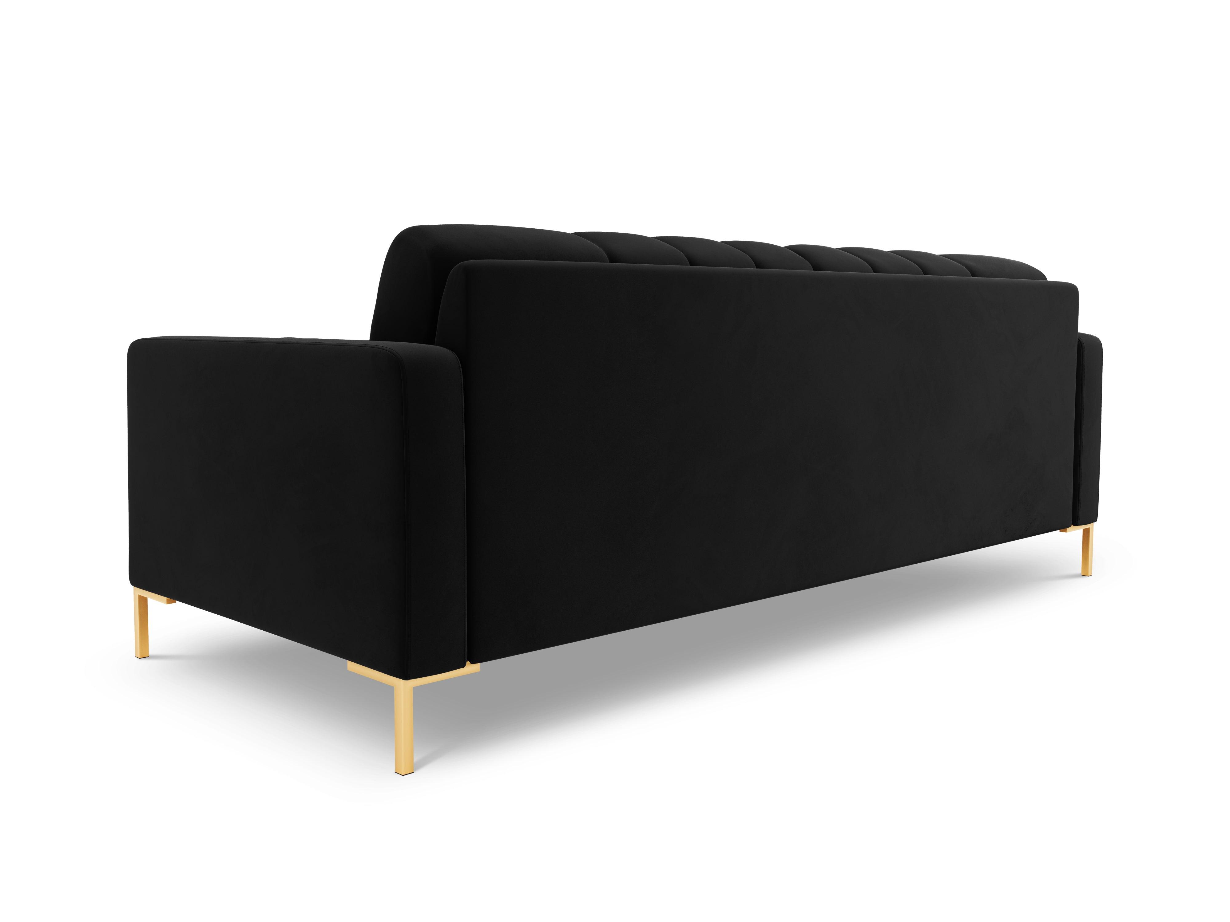 Velvet 4-seater sofa BALI black with gold base - Eye on Design