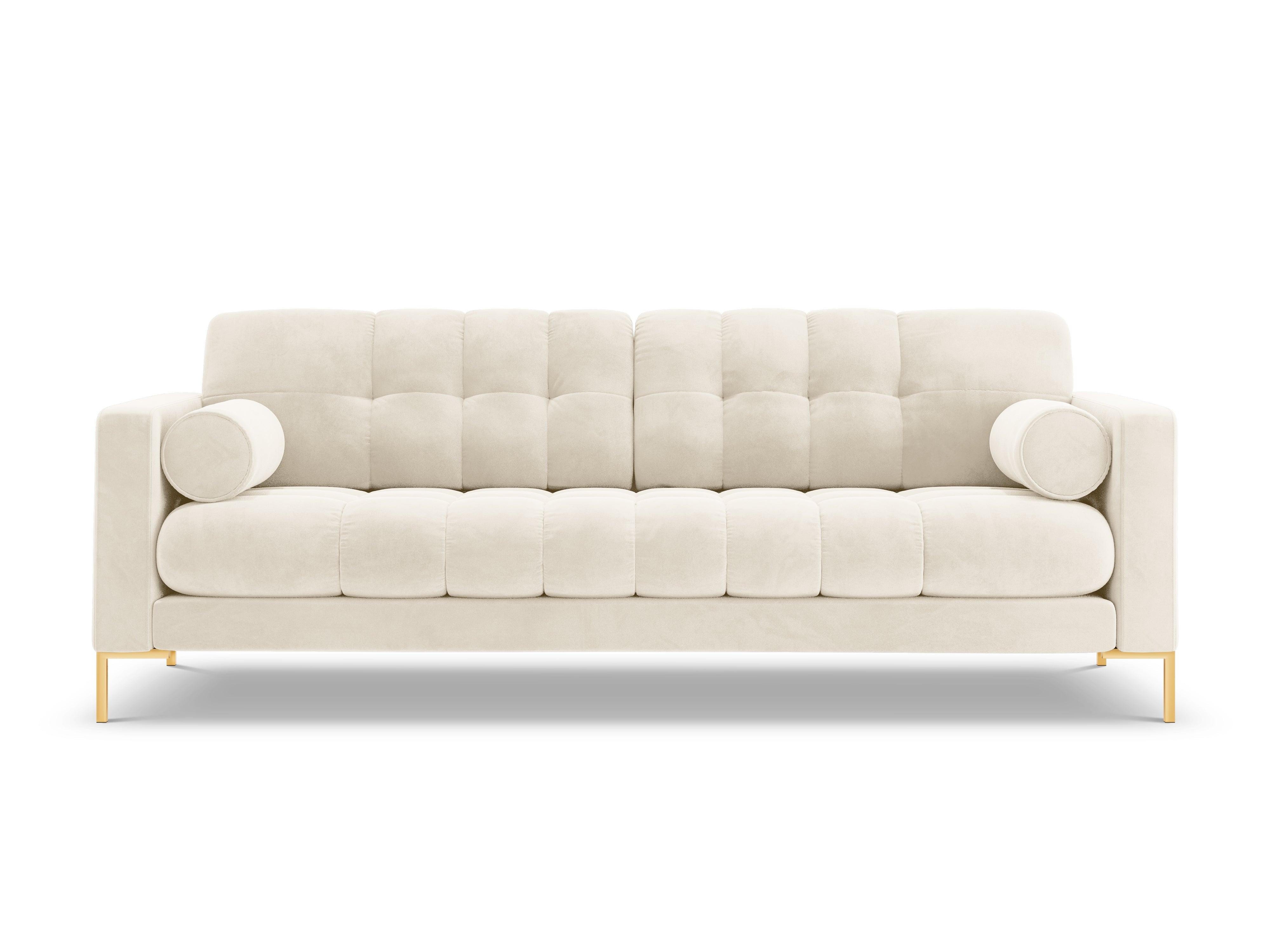 Velvet 4-seater sofa BALI light beige with gold base - Eye on Design