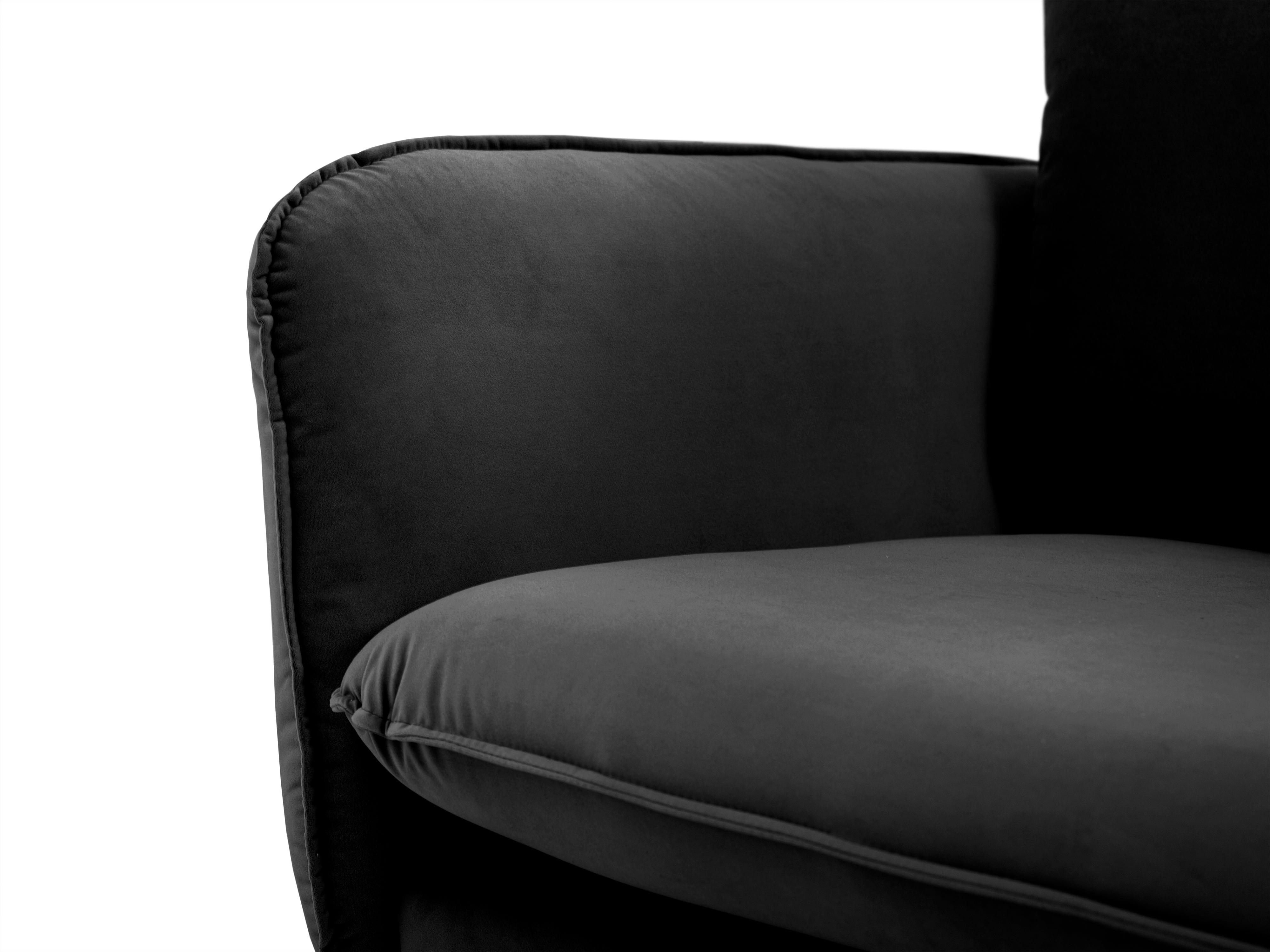 Velvet 4-seater sofa VIENNA black with black base - Eye on Design