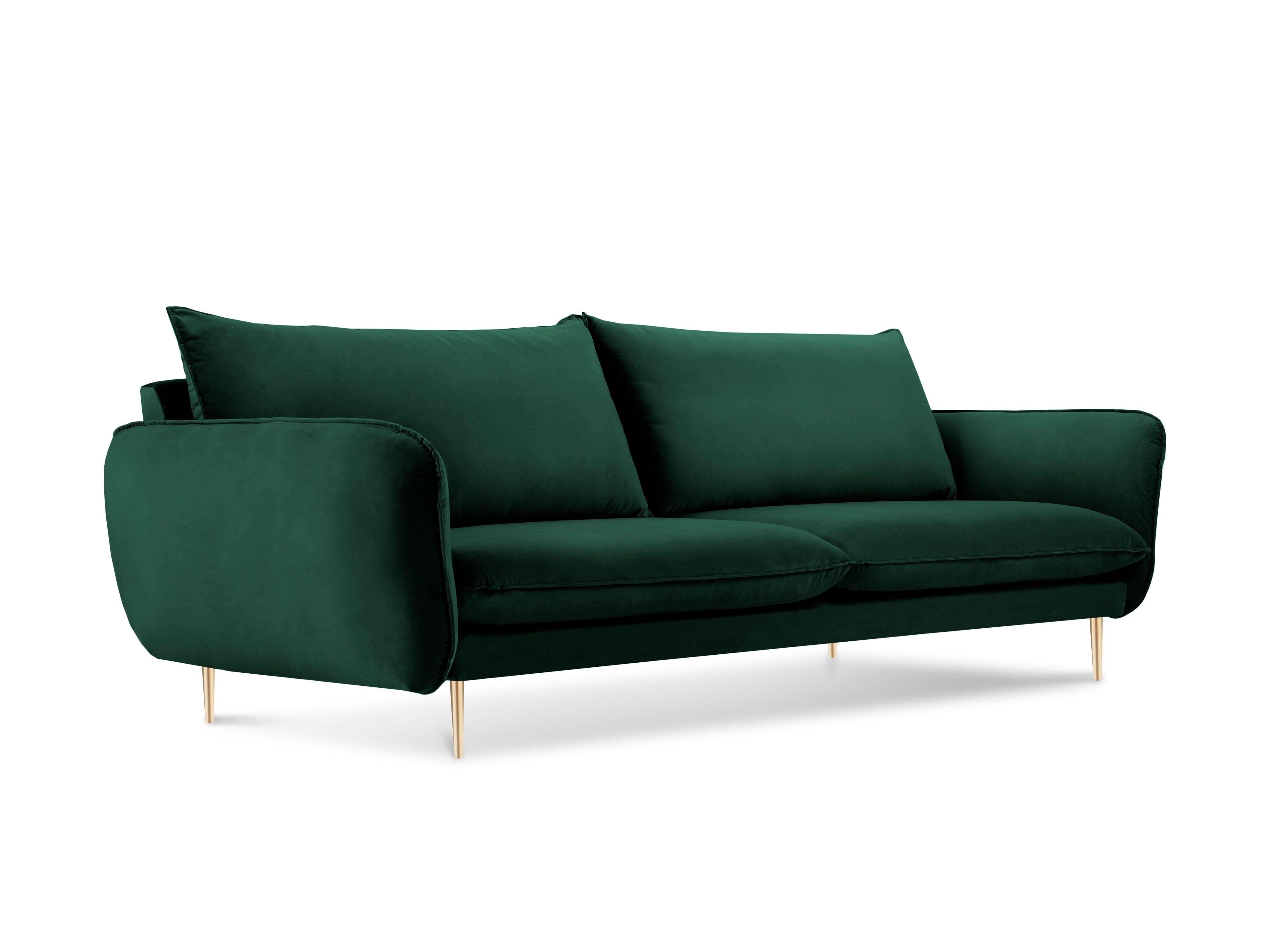 Velvet 4-seater sofa VIENNA green with gold base - Eye on Design