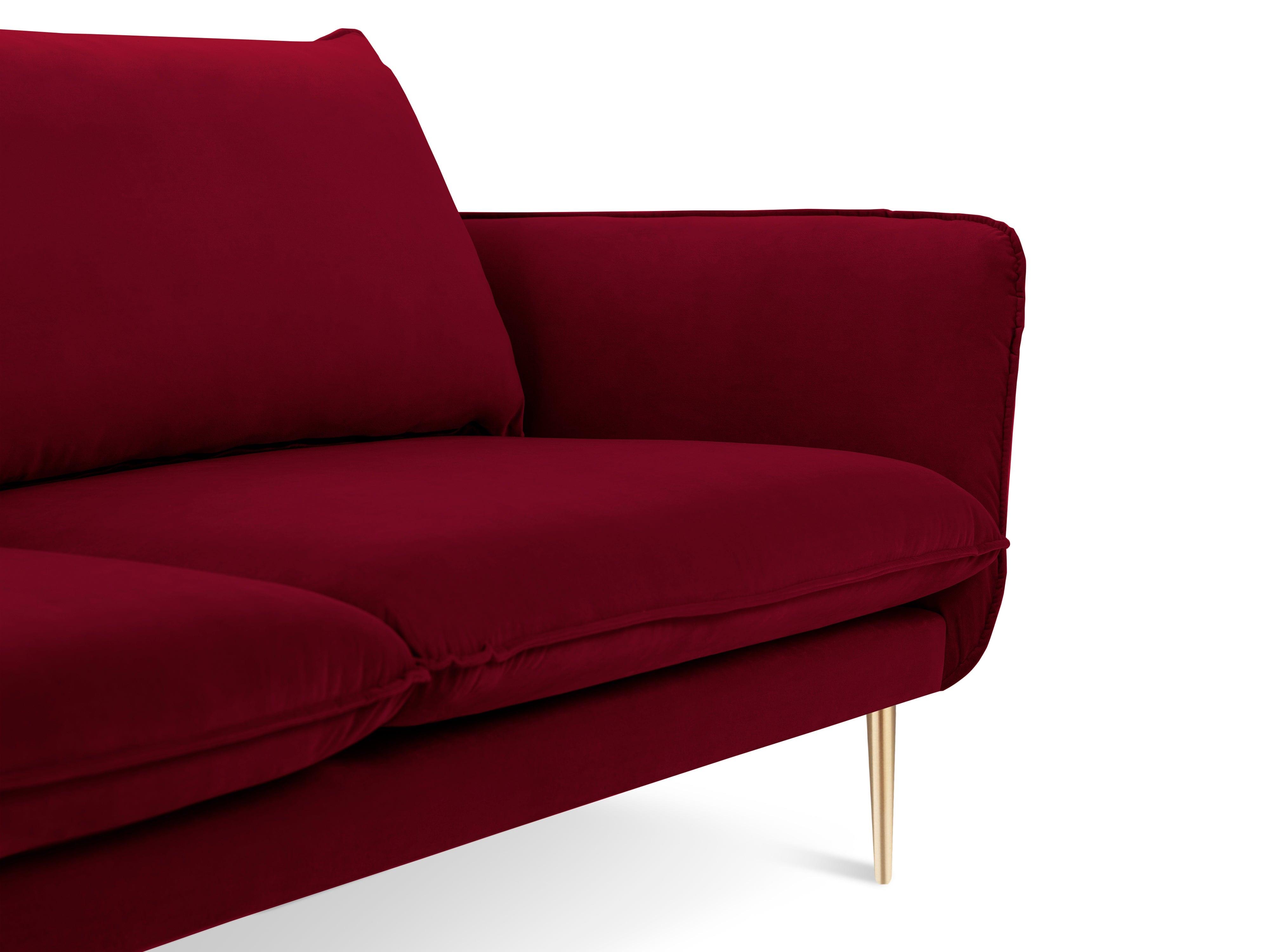 Velvet 4-seater sofa VIENNA maroon with gold base - Eye on Design