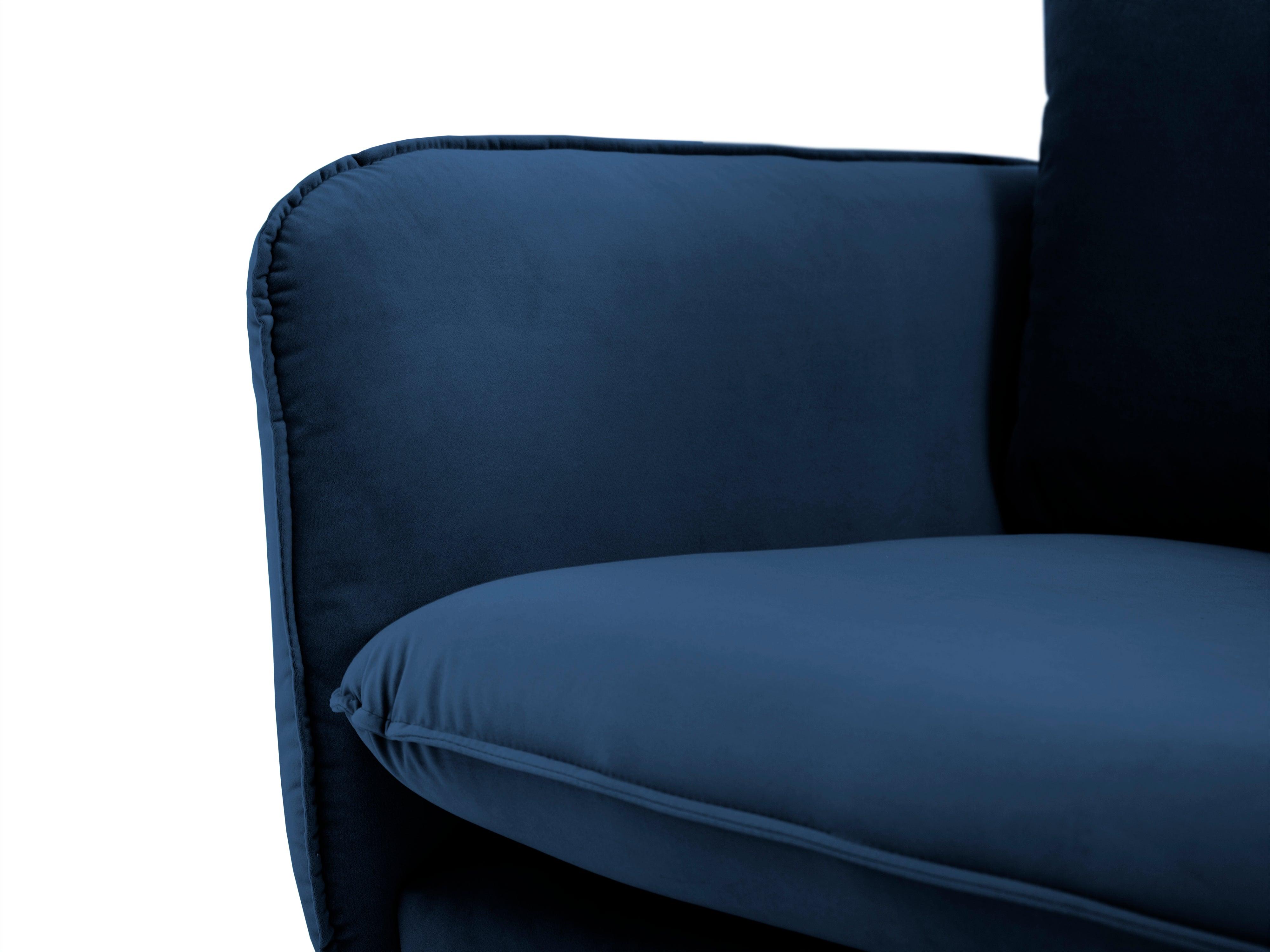 Velvet armchair VIENNA blue with black base - Eye on Design