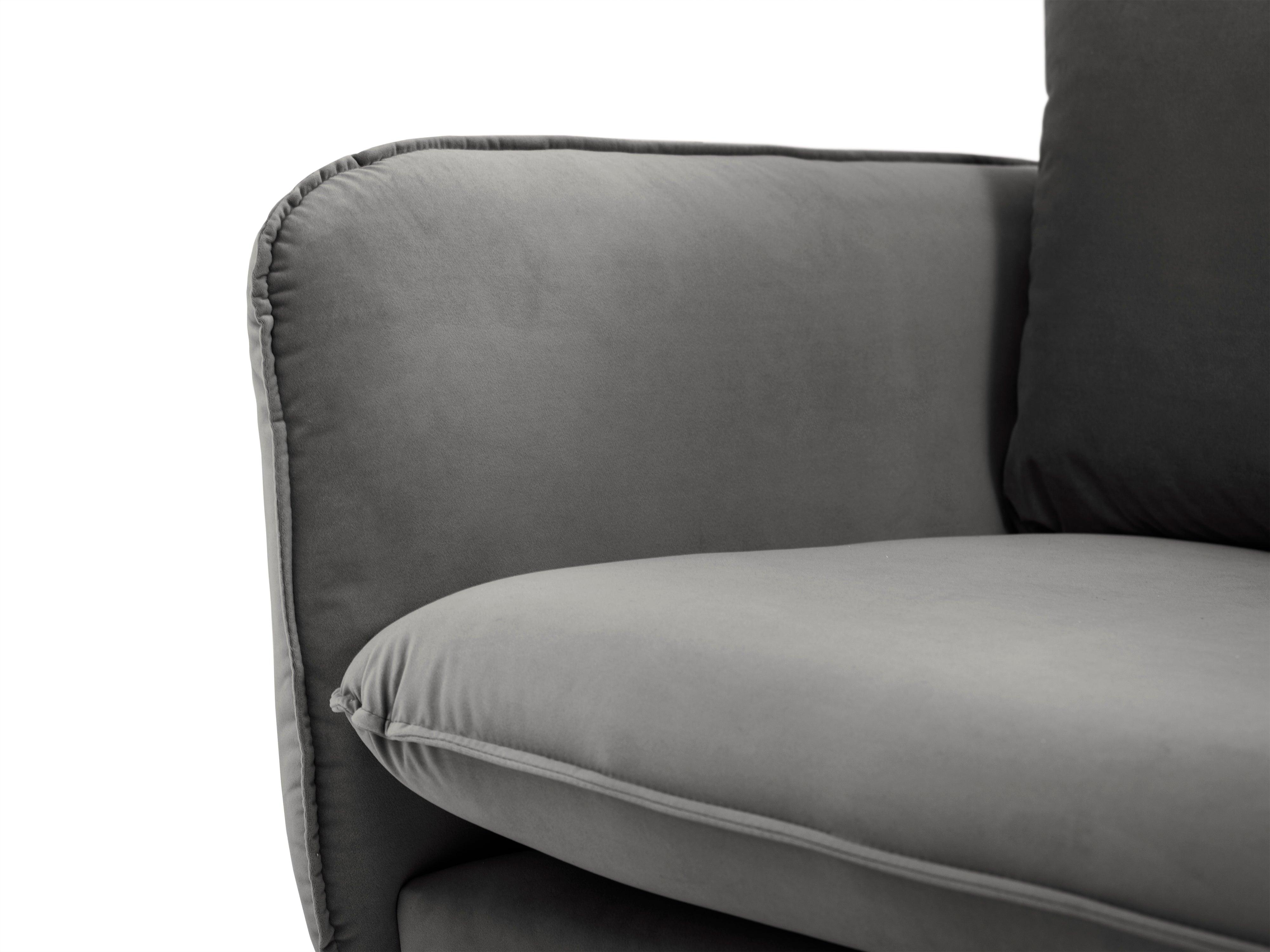 Velvet armchair VIENNA dark grey with black base - Eye on Design