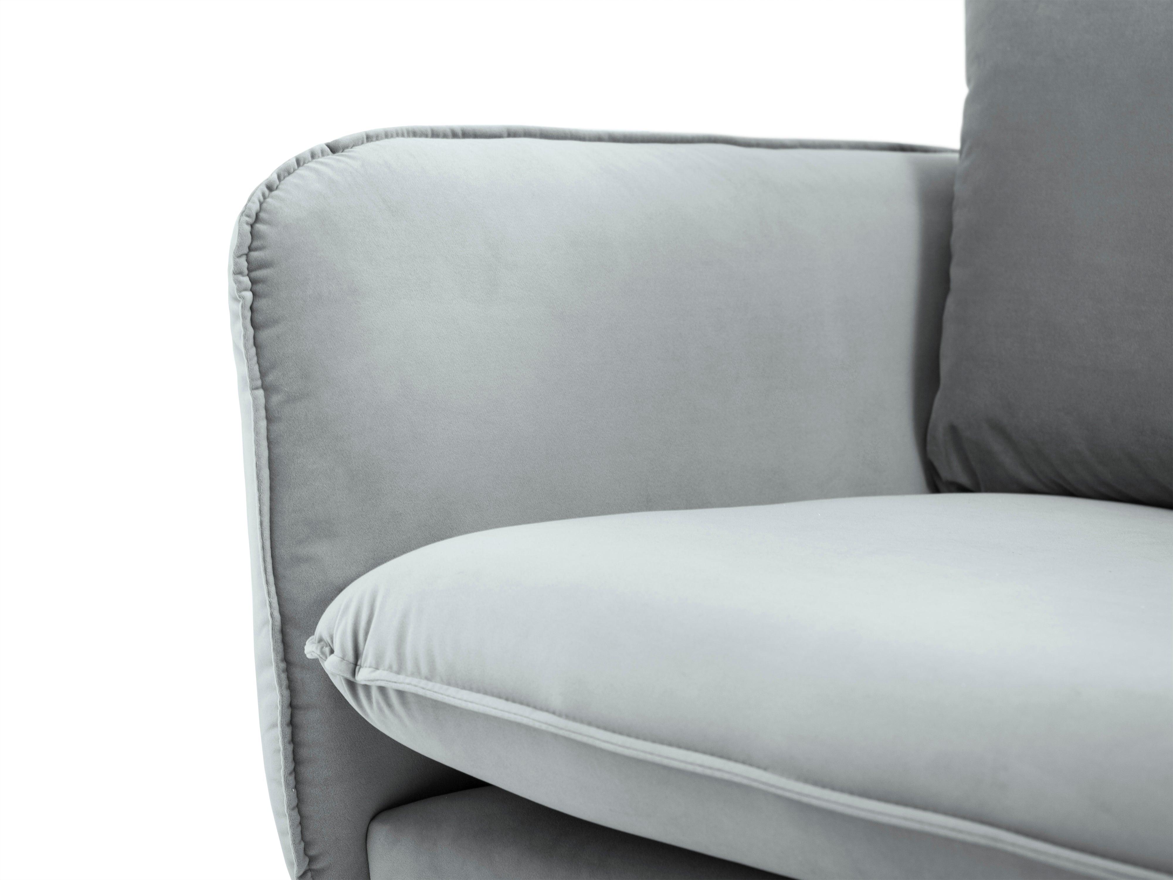 Velvet armchair VIENNA light grey with black base - Eye on Design