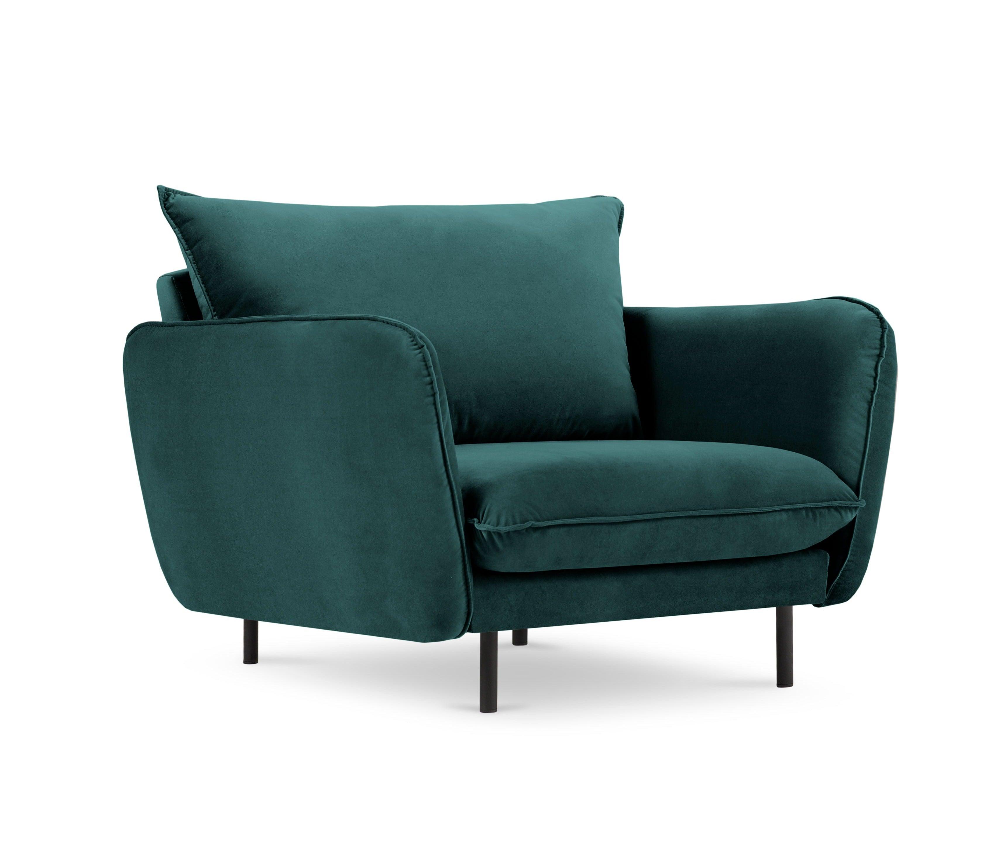 Velvet armchair VIENNA marine with black base - Eye on Design