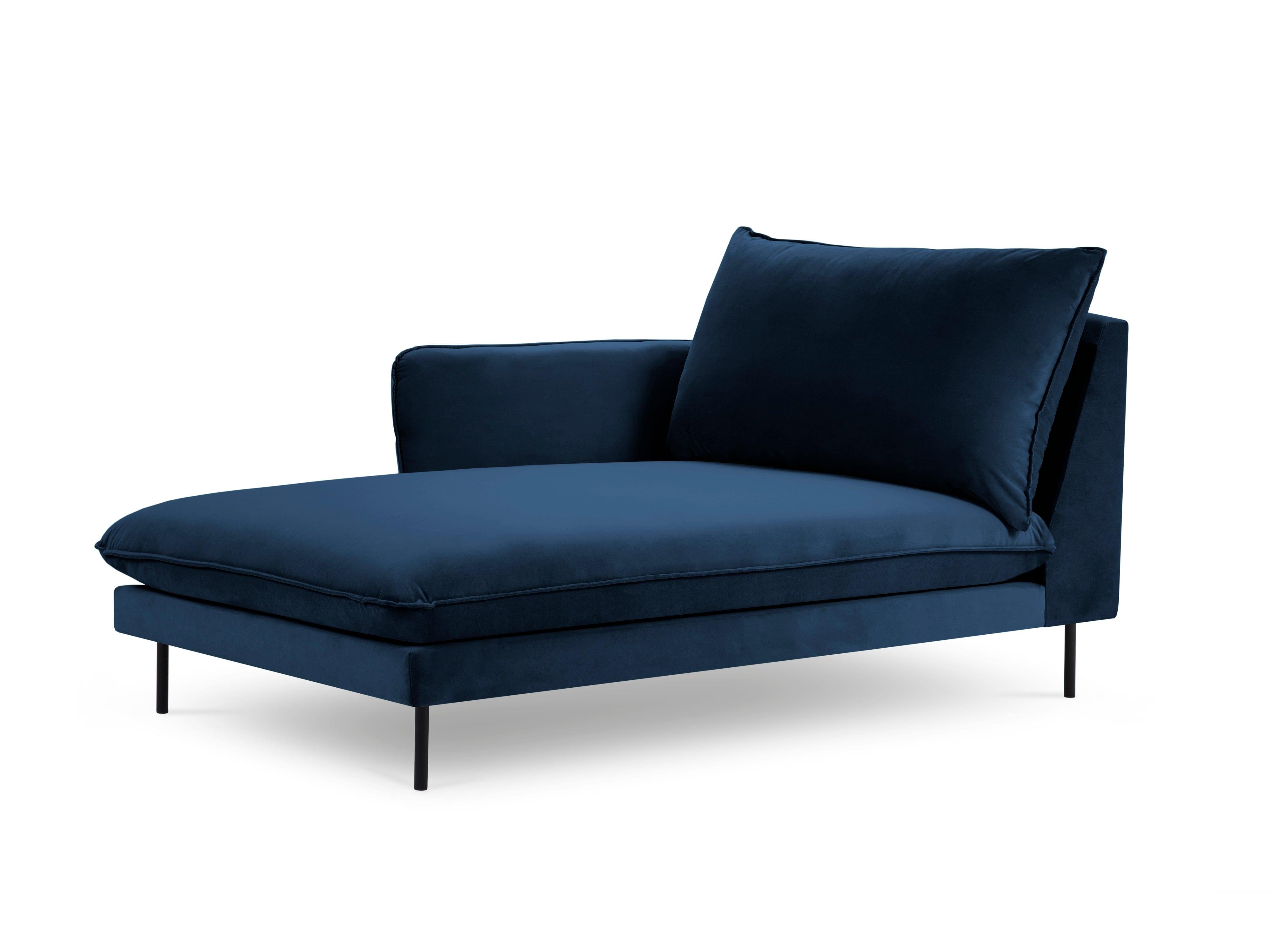 Velvet chaise longue left VIENNA blue with black base - Eye on Design