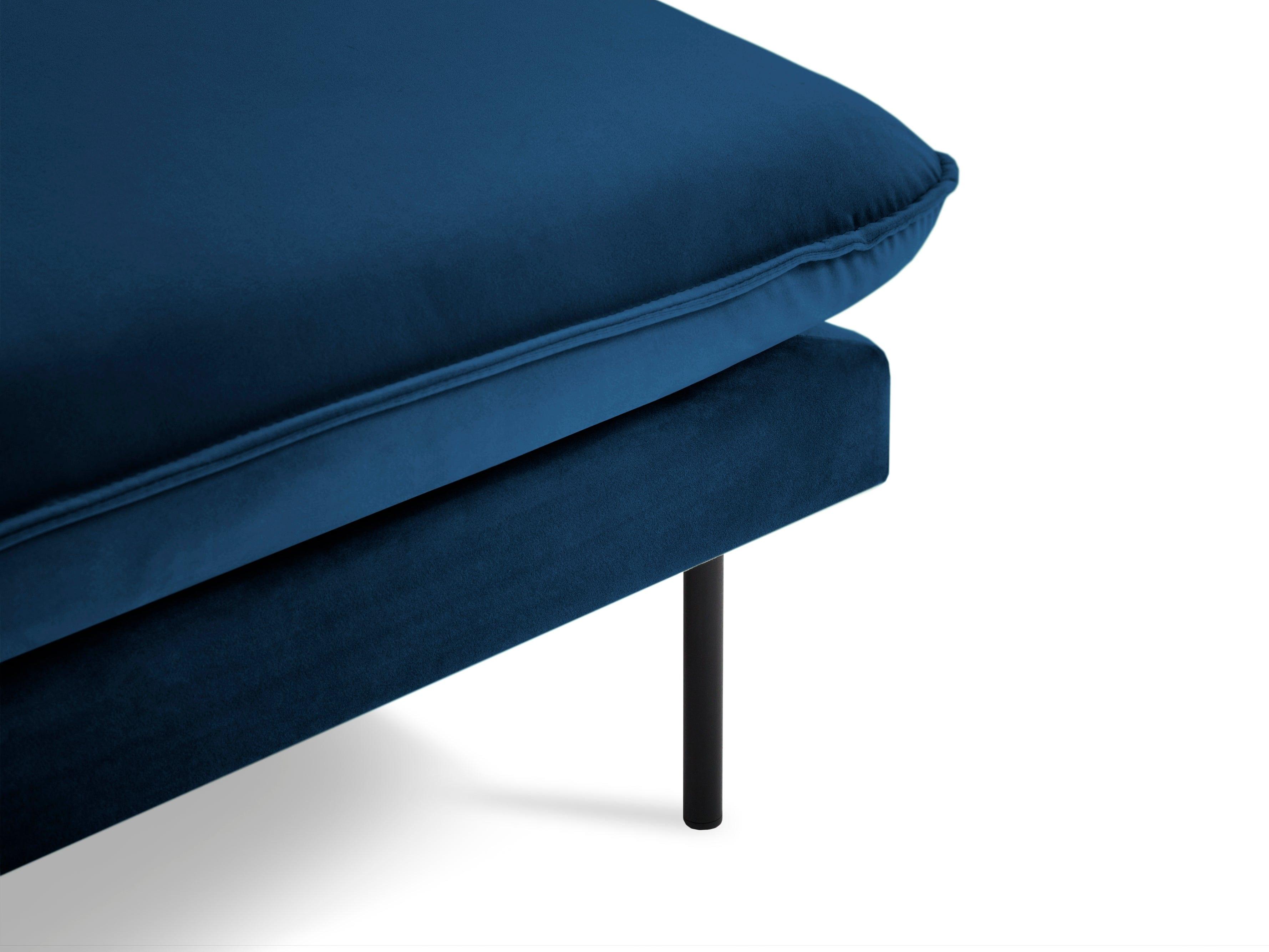 Velvet chaise longue left VIENNA blue with black base - Eye on Design