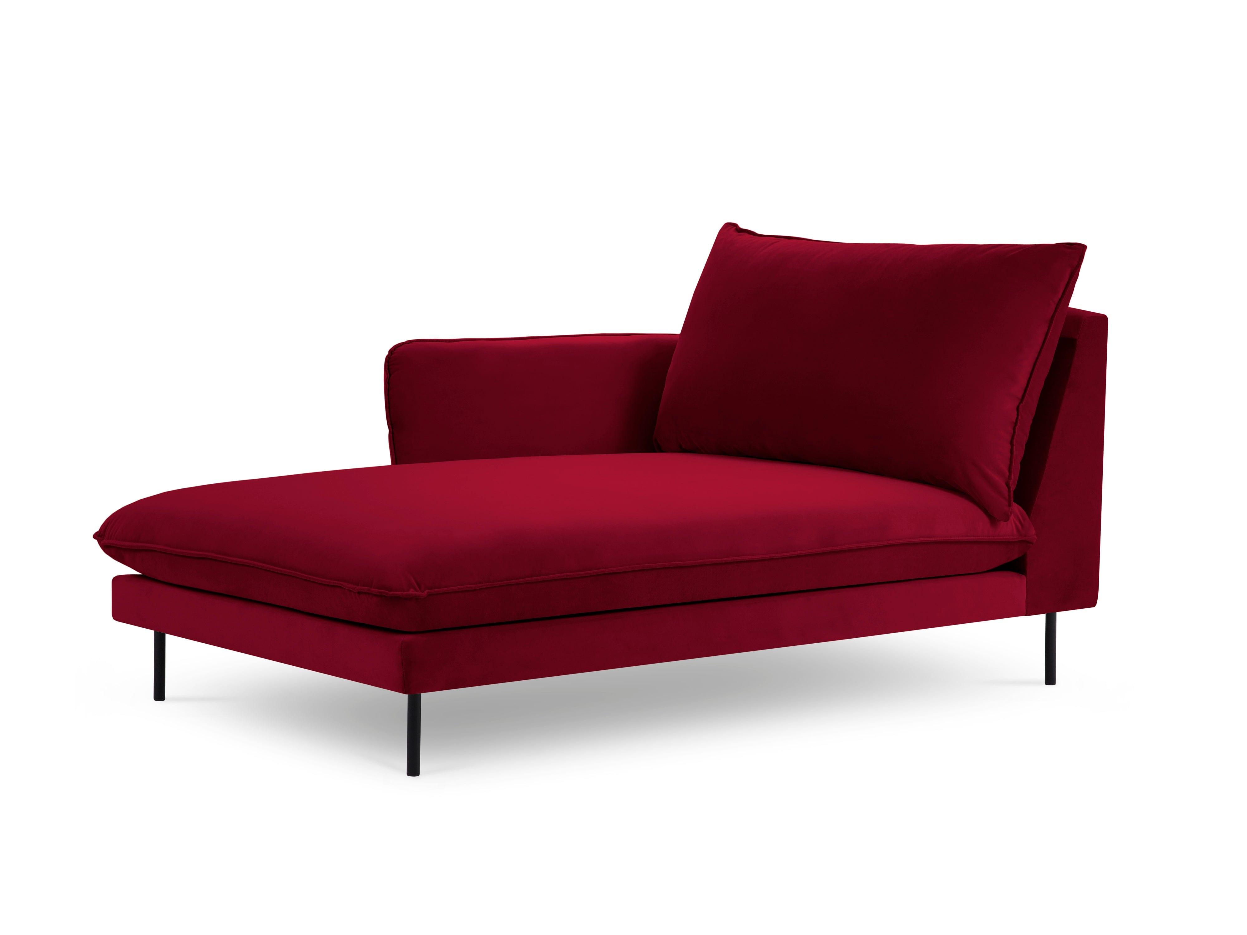 Velvet chaise longue left VIENNA maroon with black base - Eye on Design