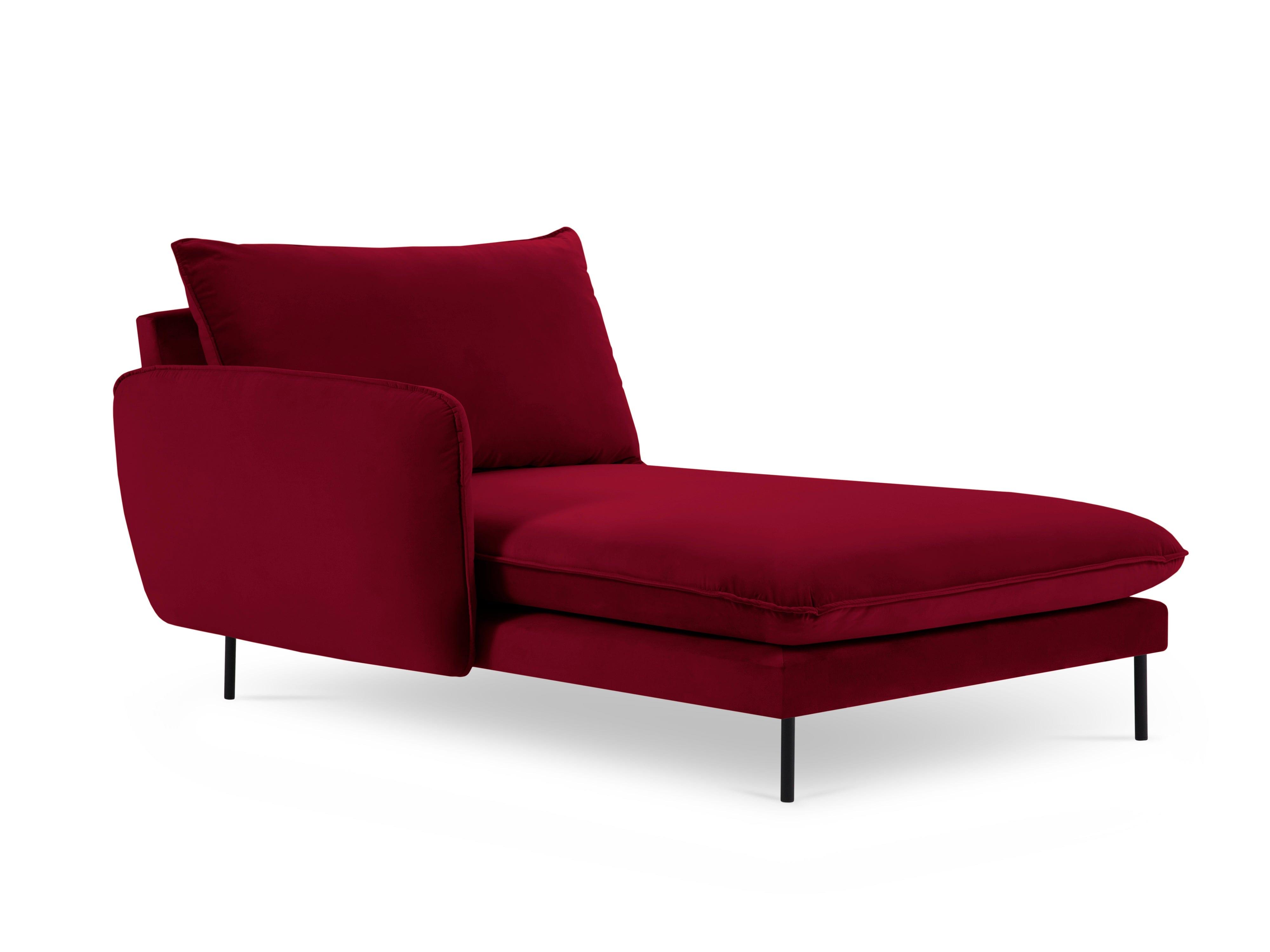 Velvet chaise longue left VIENNA maroon with black base - Eye on Design