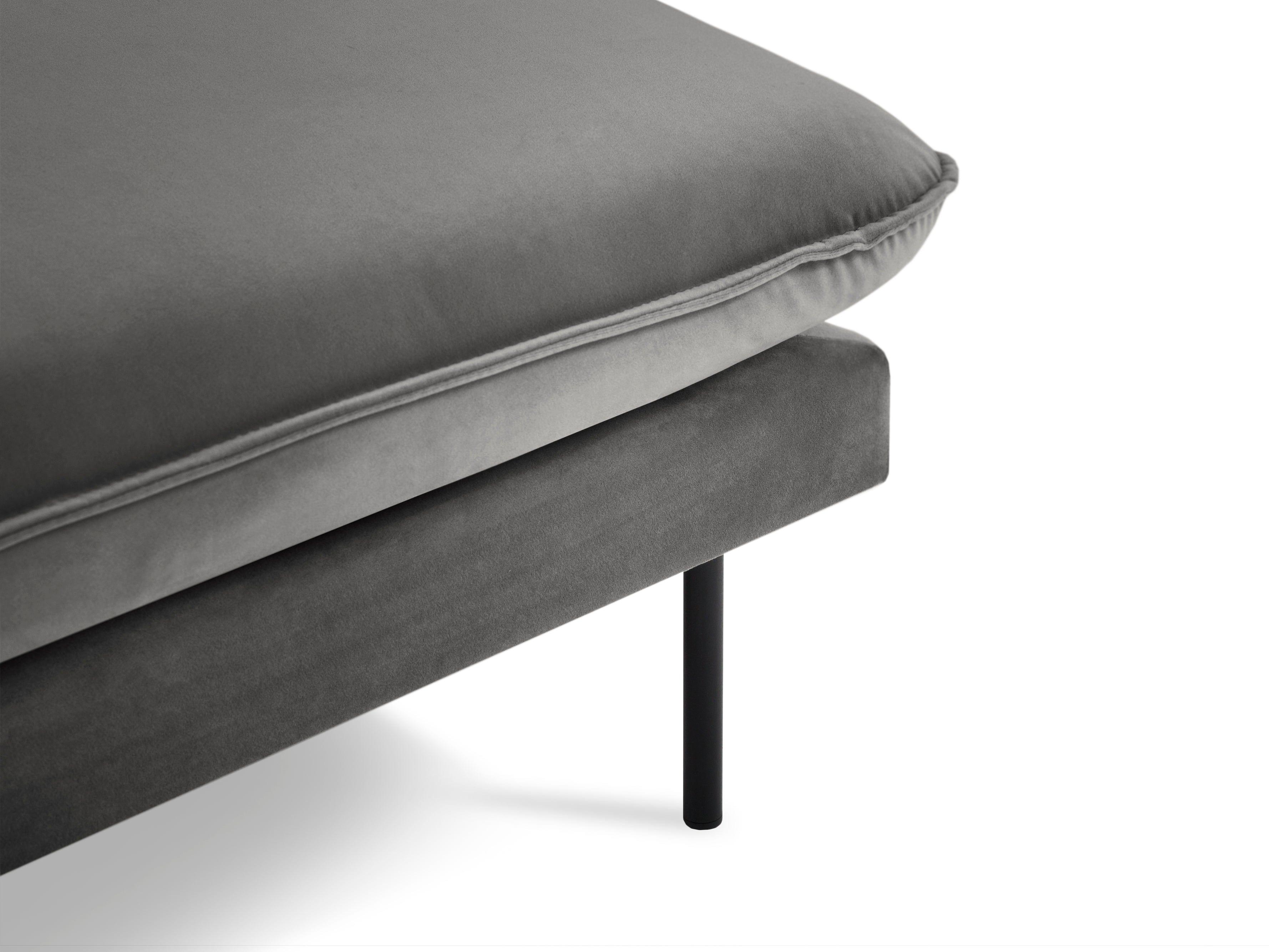 Velvet chaise longue right VIENNA dark grey with black base - Eye on Design