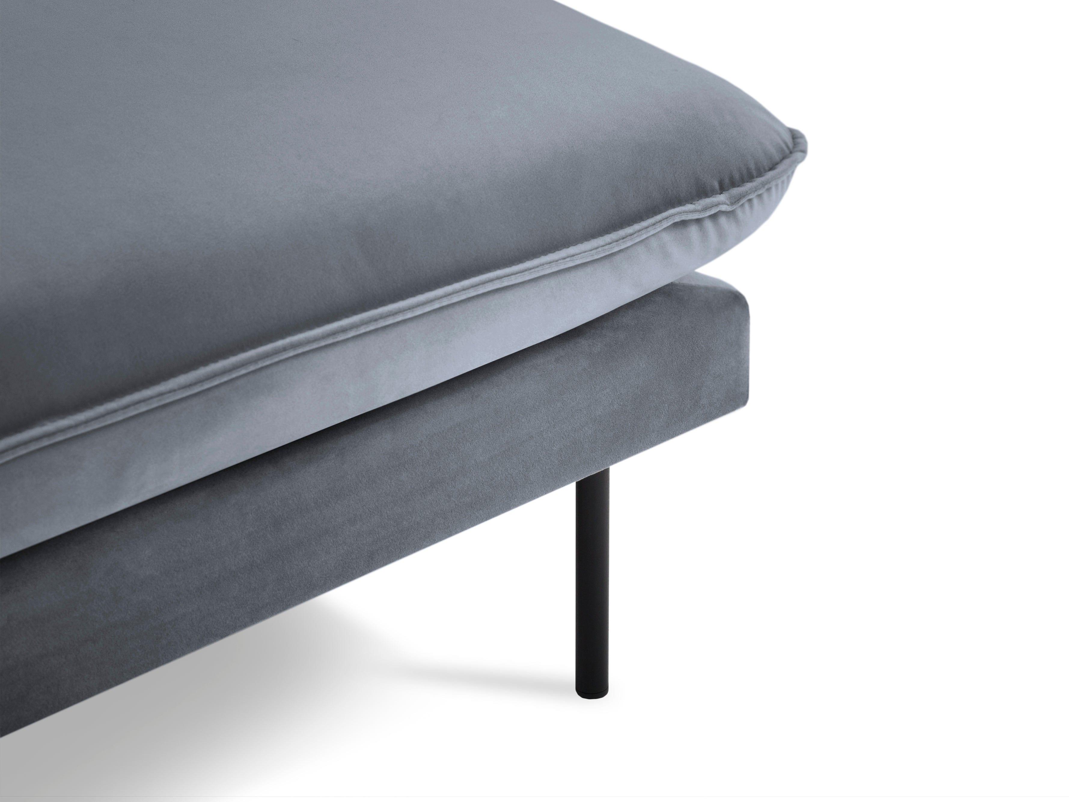 Velvet chaise longue right VIENNA grey with black base - Eye on Design