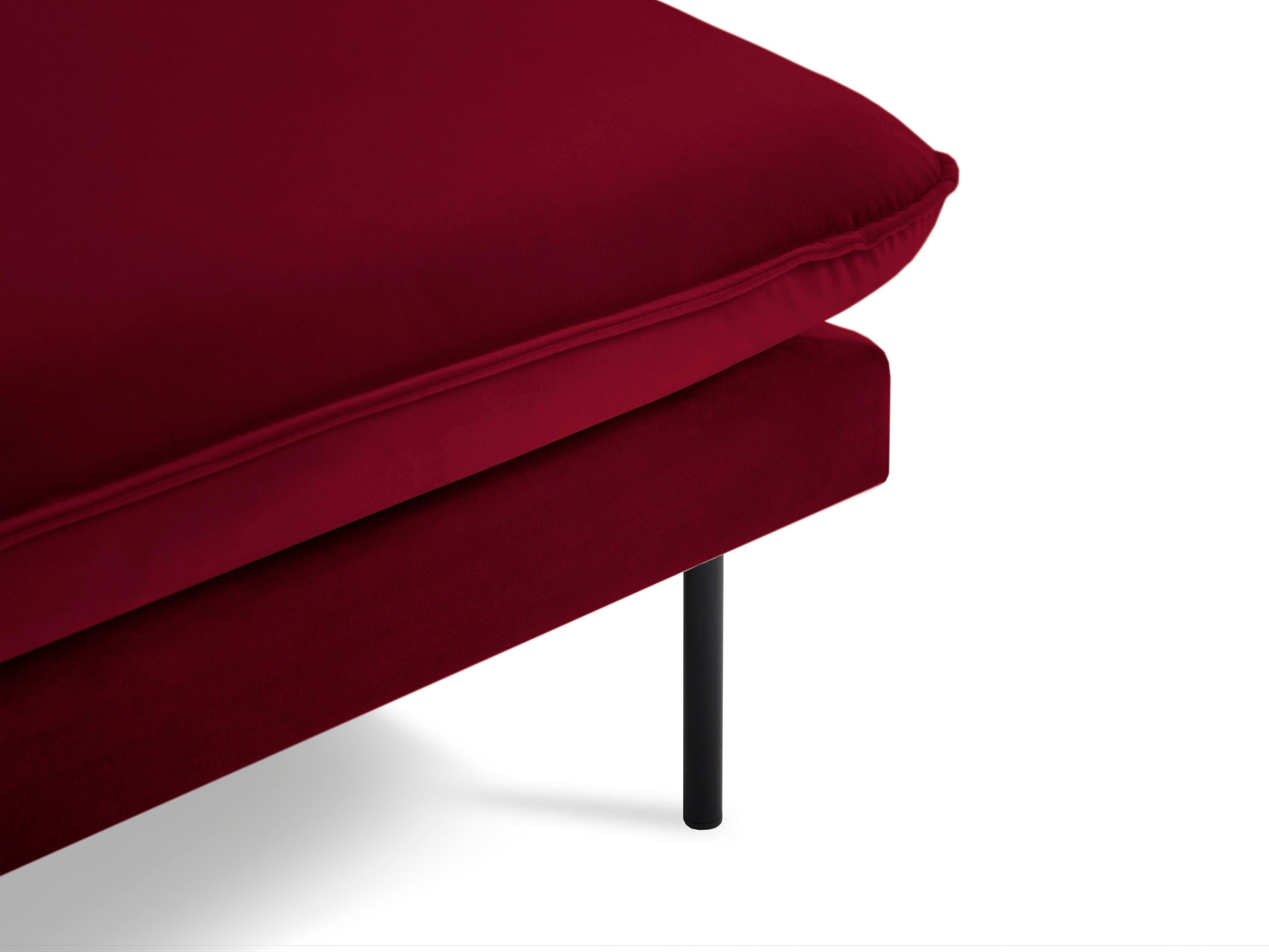 Velvet chaise longue right VIENNA maroon with black base - Eye on Design