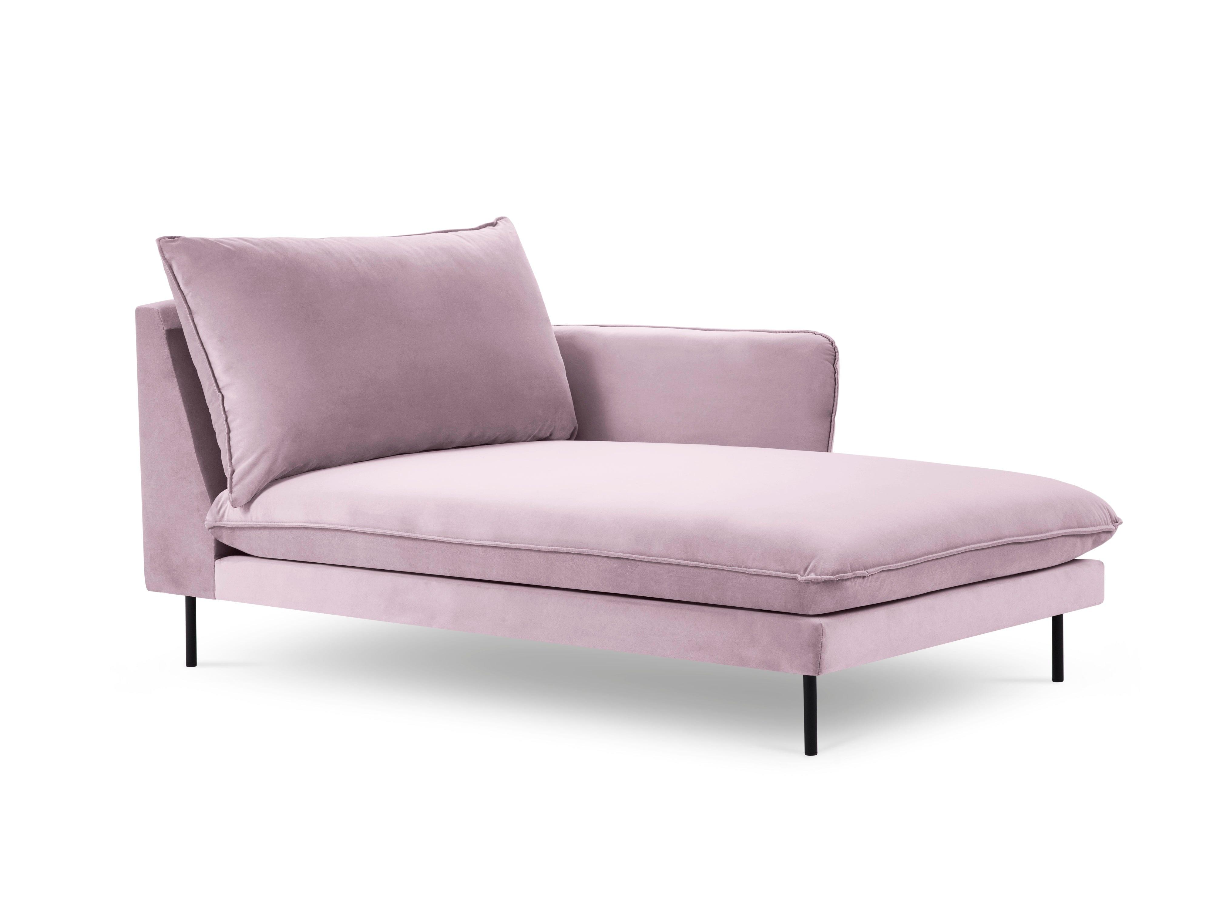 Velvet chaise longue right VIENNA powder pink with black base - Eye on Design