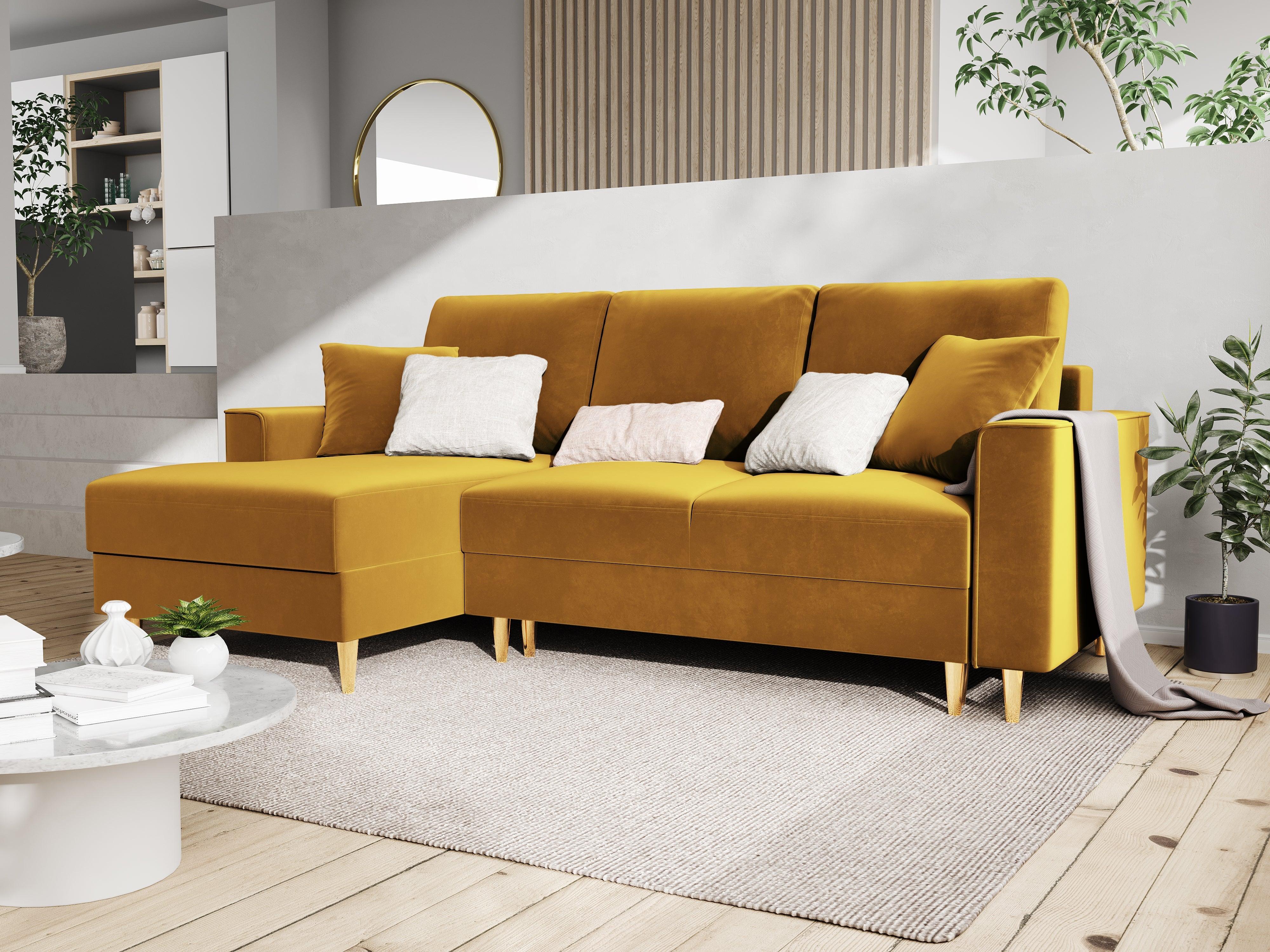 Velvet Left Corner Sofa With Bed Function And Box, "Cartadera", 4 Seats, 225x147x90
Made in Europe, Mazzini Sofas, Eye on Design