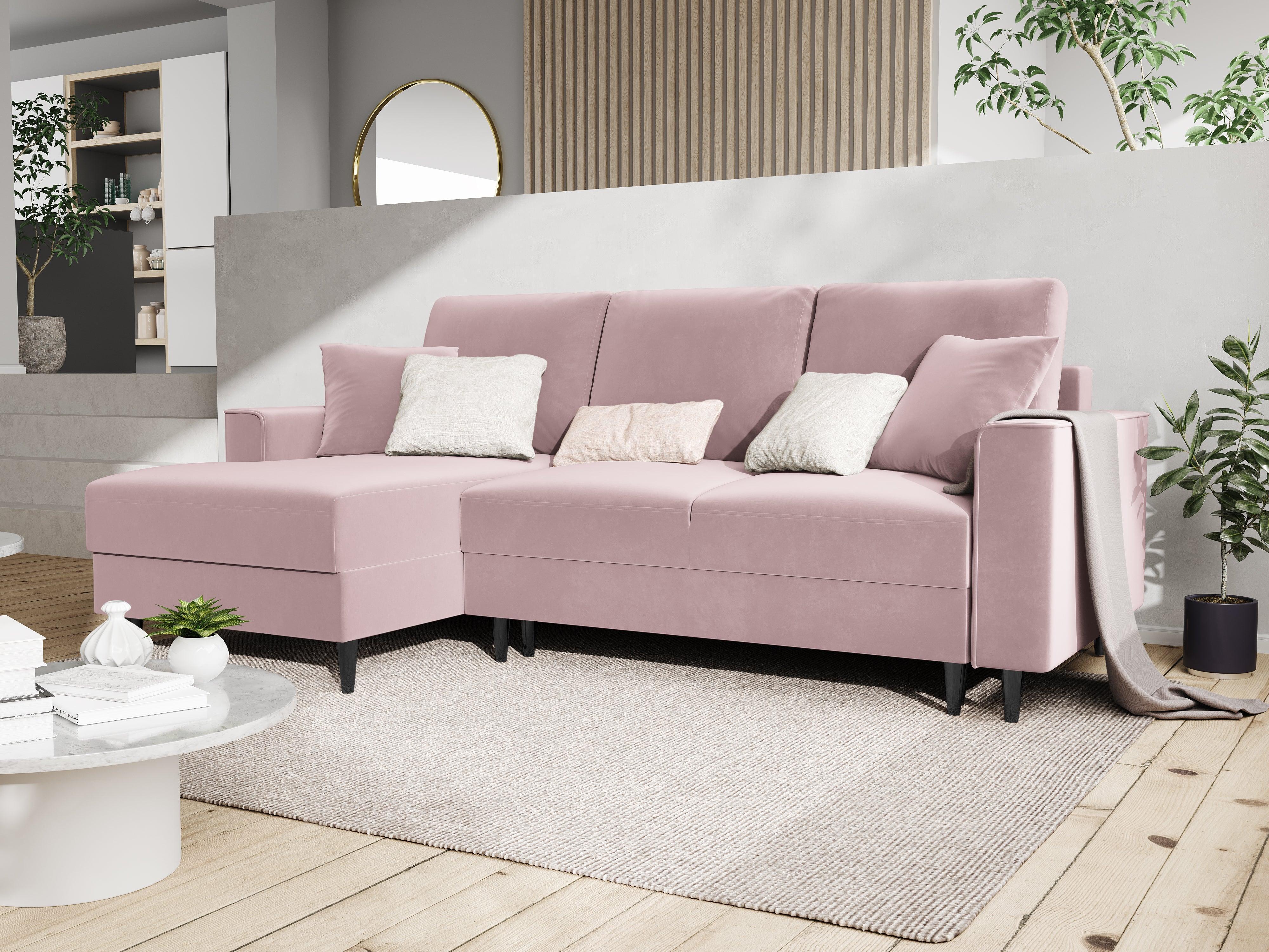 Velvet Left Corner Sofa With Bed Function And Box, "Cartadera", 4 Seats, 225x147x90
Made in Europe, Mazzini Sofas, Eye on Design