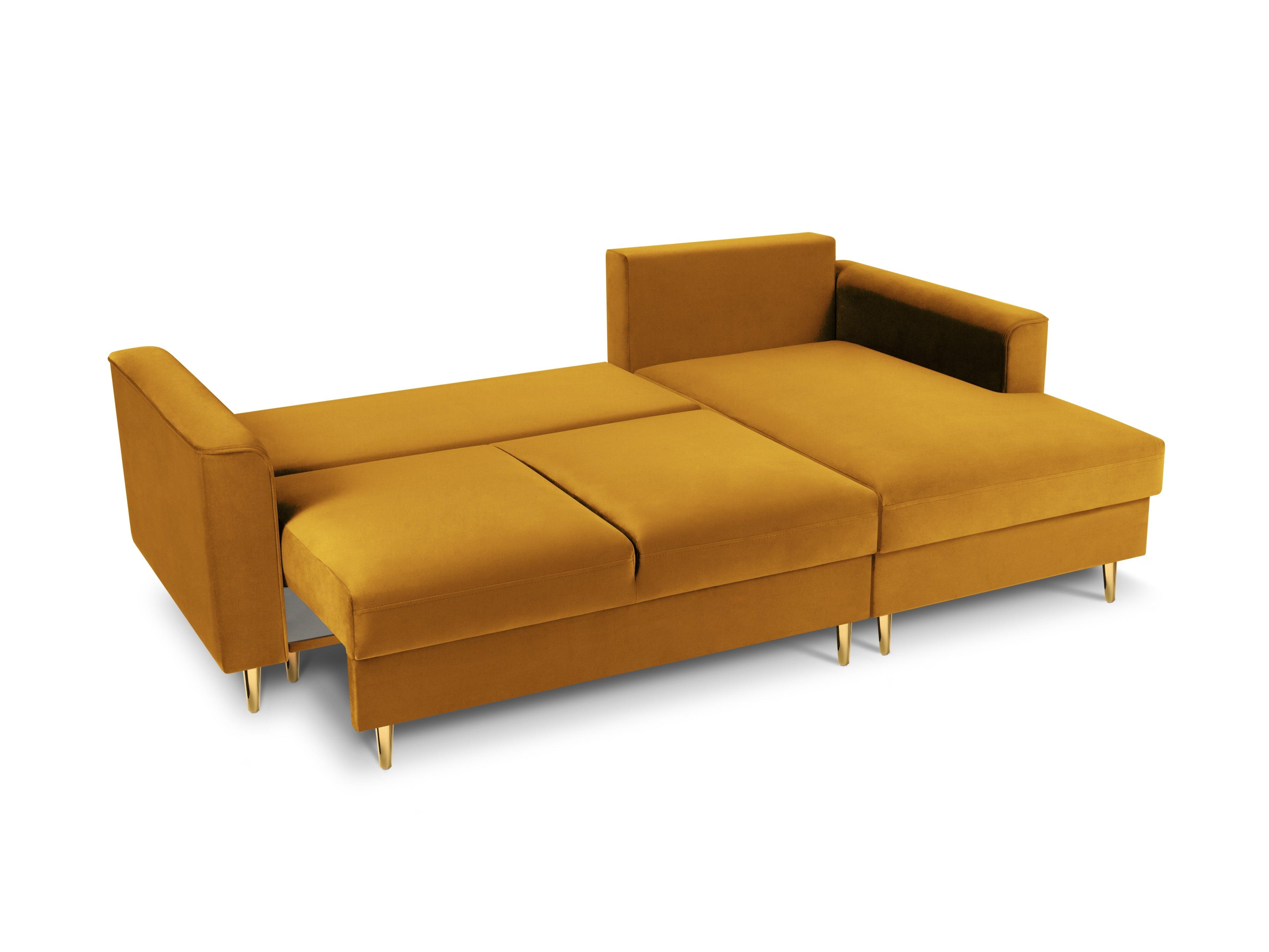 Velvet Right Corner Sofa With Bed Function And Box, "Cartadera", 4 Seats, 225x147x90
Made in Europe, Mazzini Sofas, Eye on Design