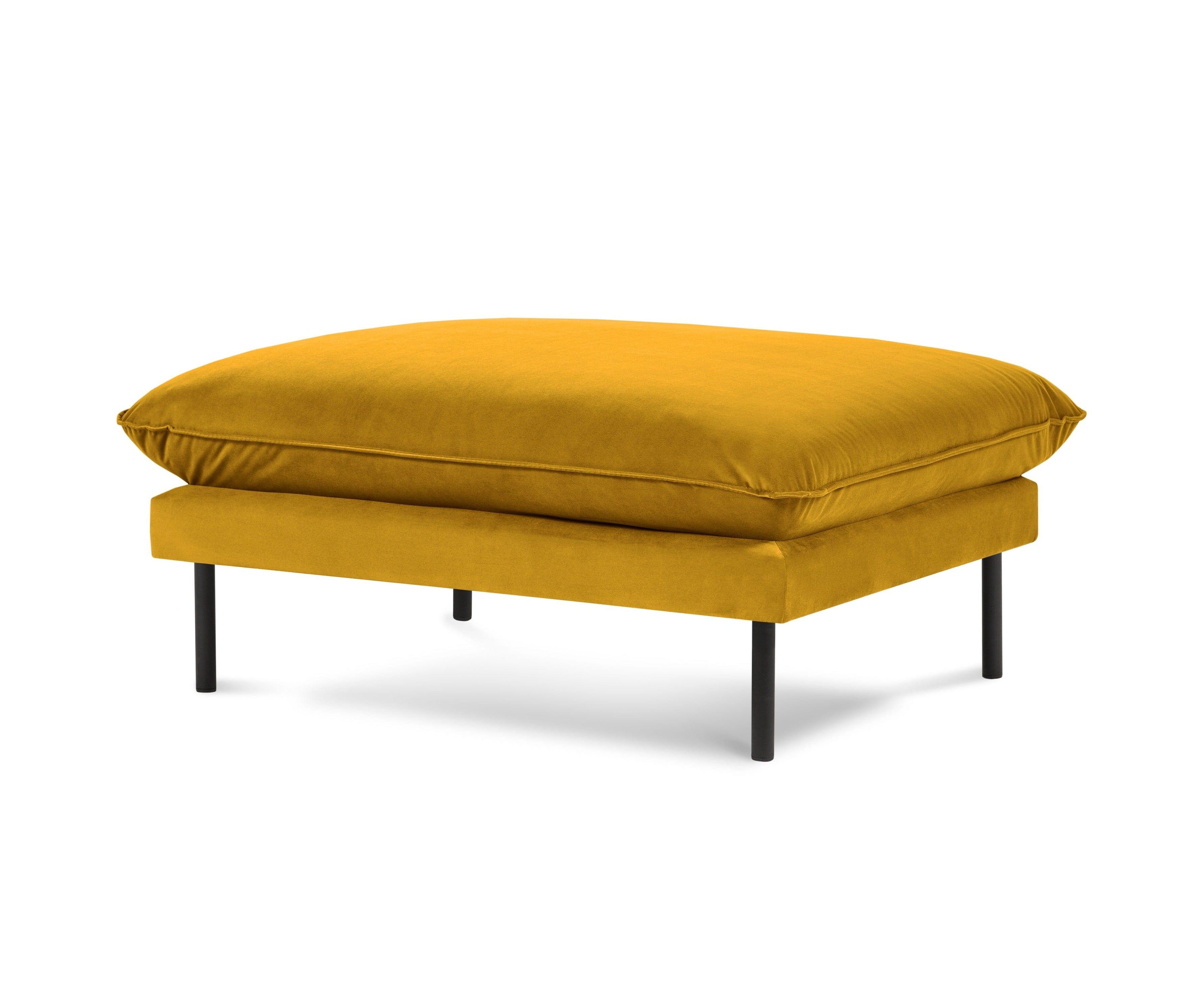 Velvet pouffe VIENNA yellow with black base - Eye on Design