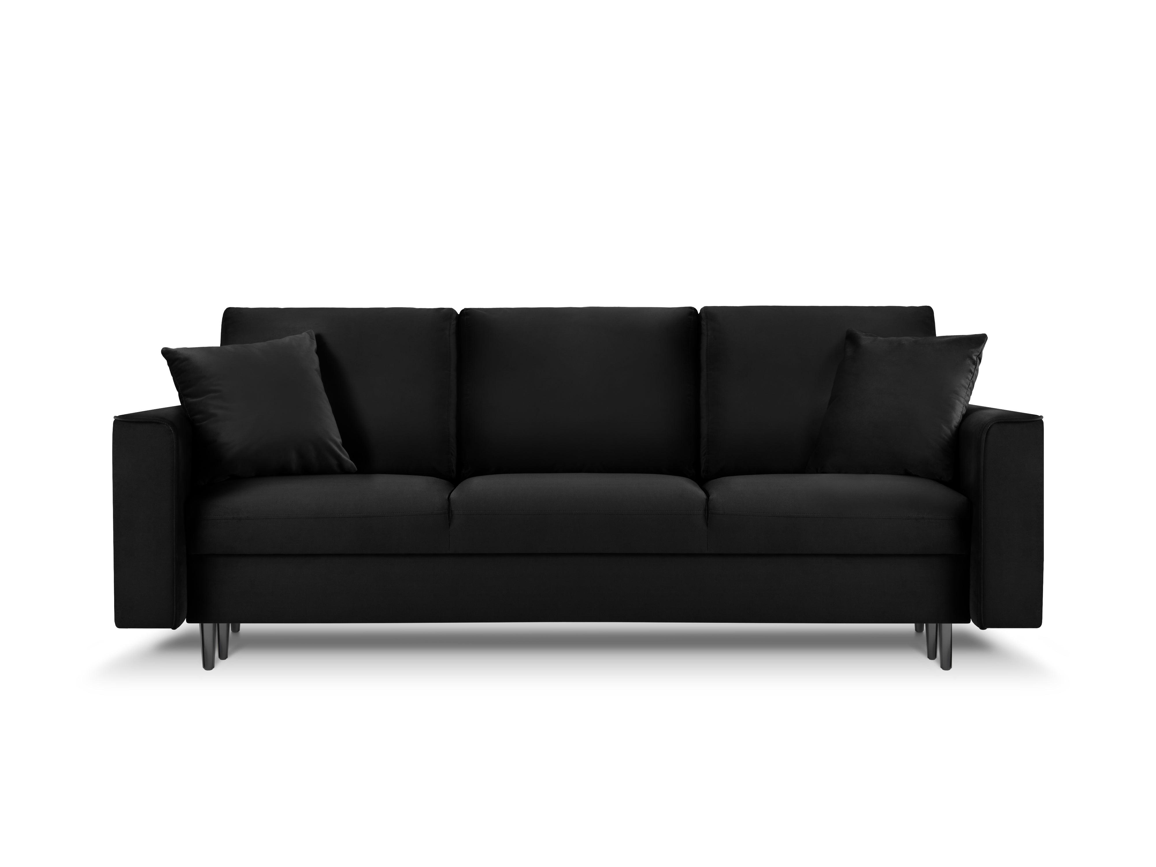 Sofa aksamitna z funkcją spania CARTADERA czarny z czarną podstawą, Mazzini Sofas, Eye on Design