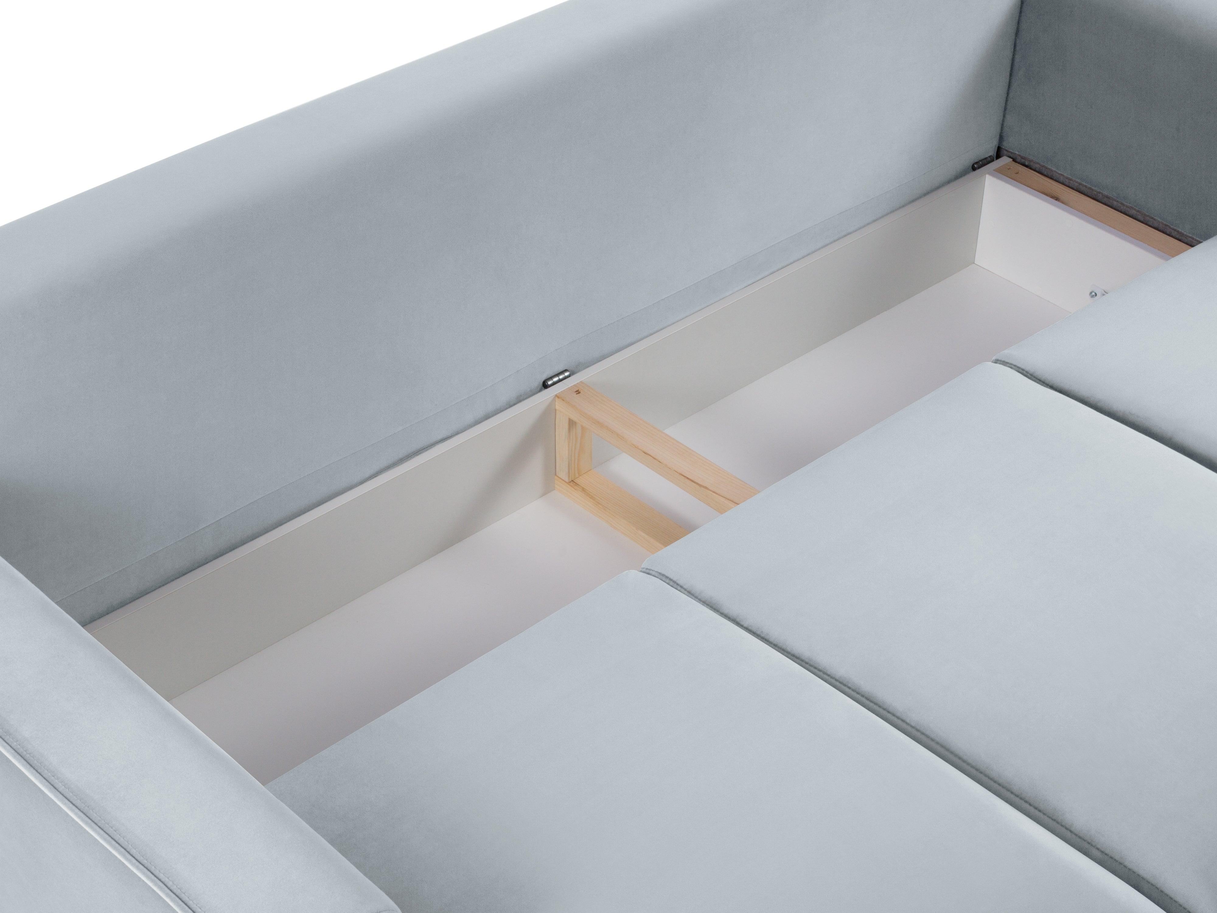 Sofa aksamitna z funkcją spania CARTADERA błękitny z czarną podstawą, Mazzini Sofas, Eye on Design