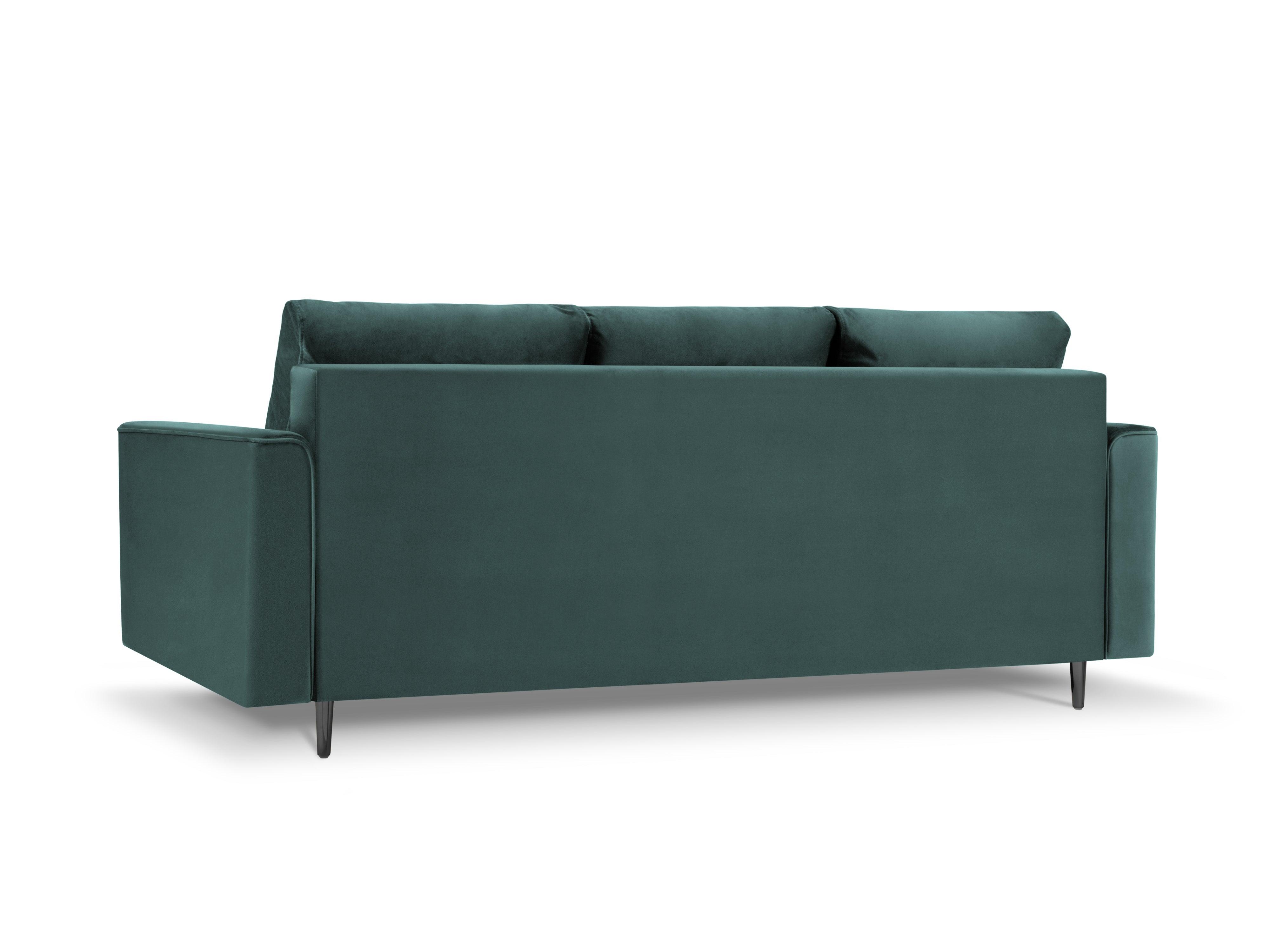 Sofa aksamitna z funkcją spania CARTADERA petrol z czarną podstawą, Mazzini Sofas, Eye on Design