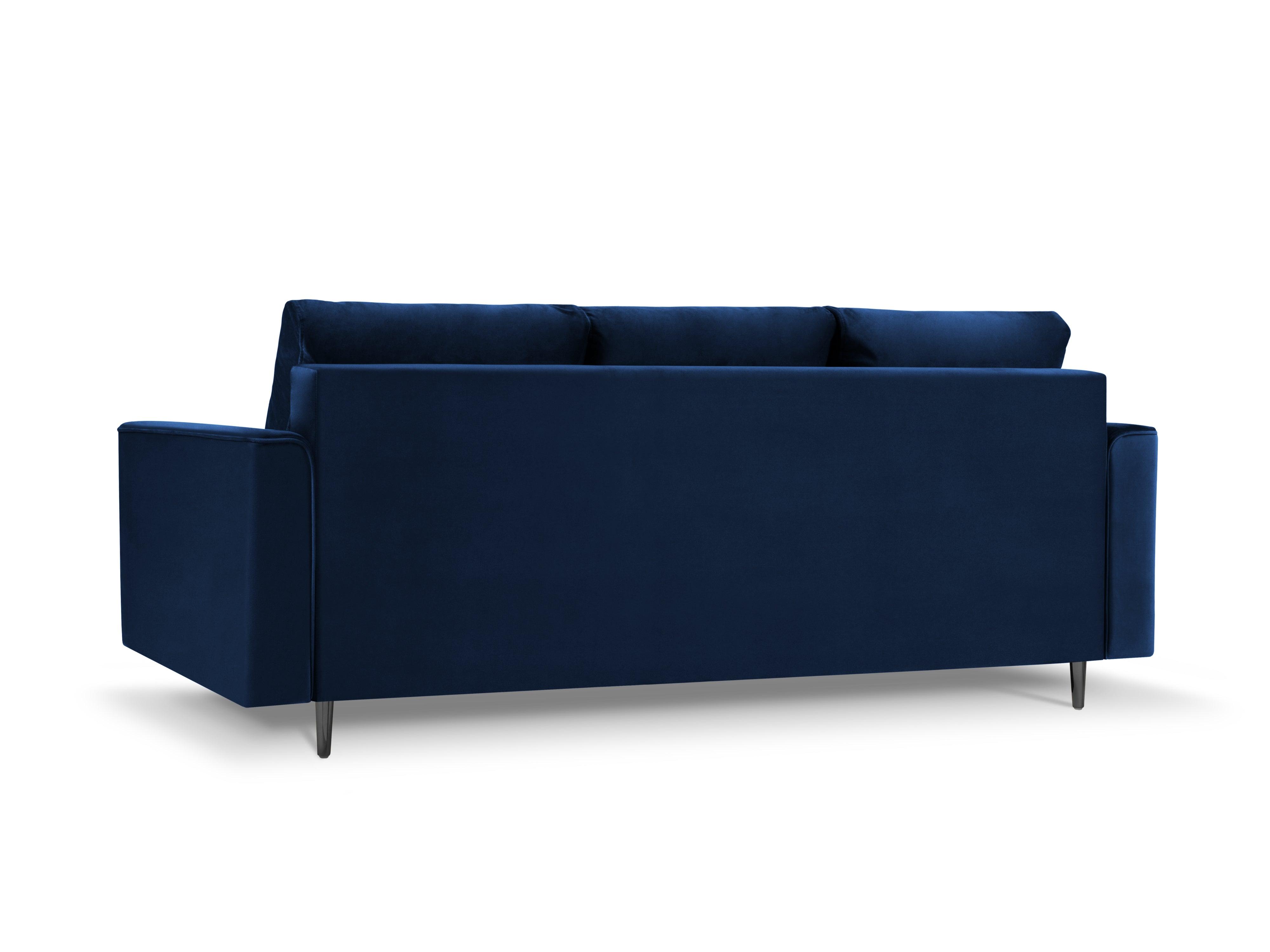 Sofa aksamitna z funkcją spania CARTADERA błękit królewski z czarną podstawą, Mazzini Sofas, Eye on Design