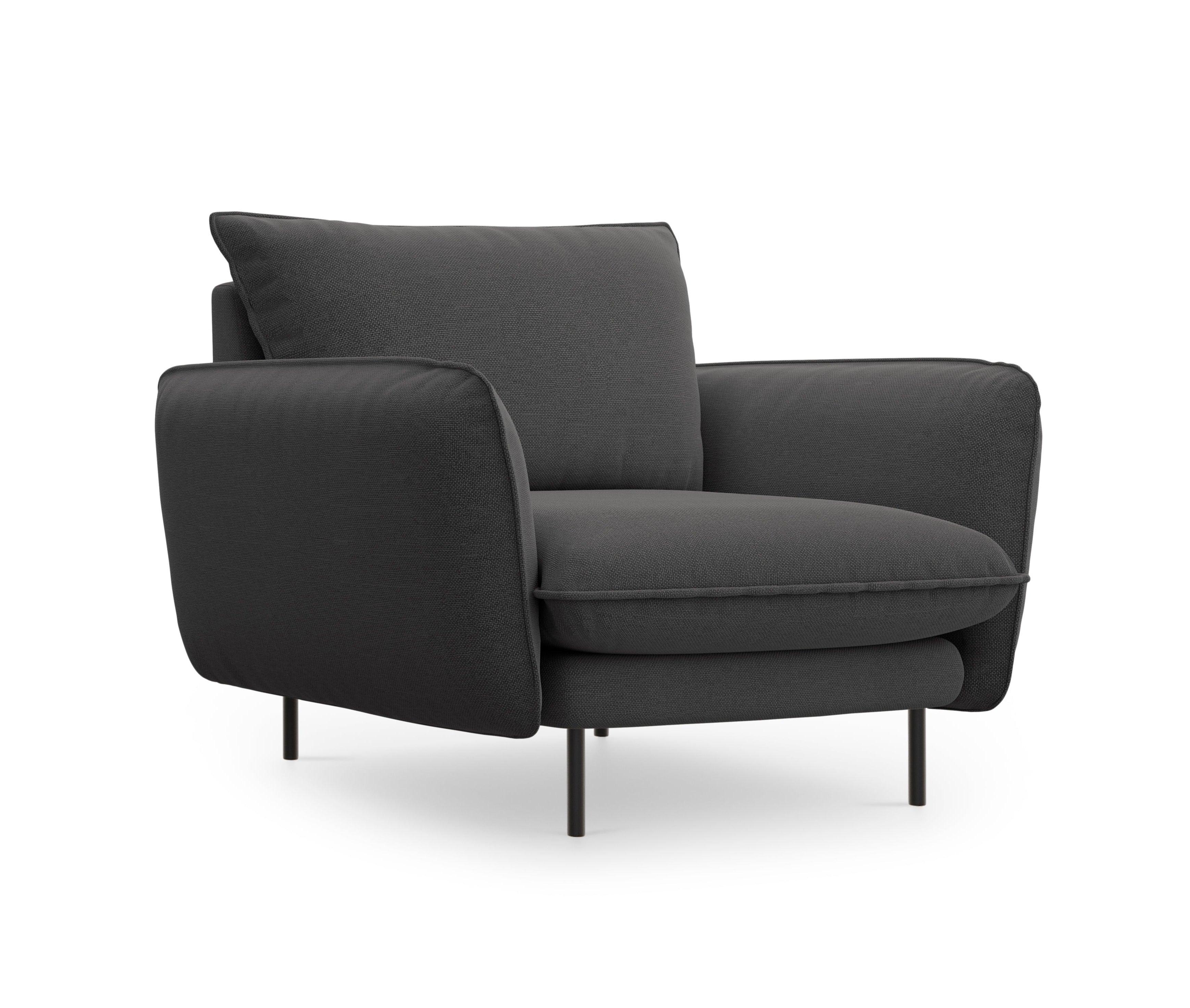 VIENNA armchair dark grey with black base - Eye on Design