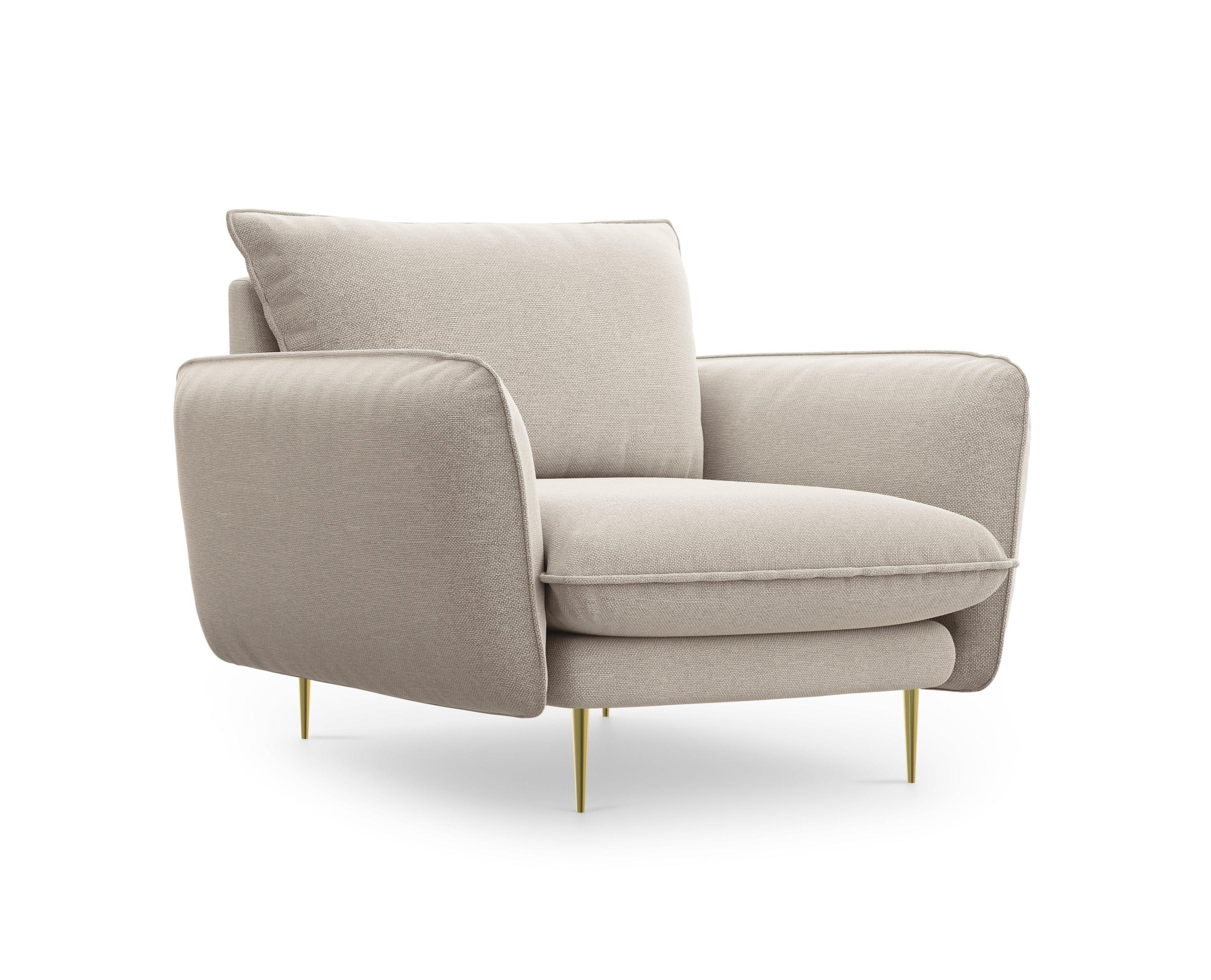 VIENNA armchair sand with gold base - Eye on Design