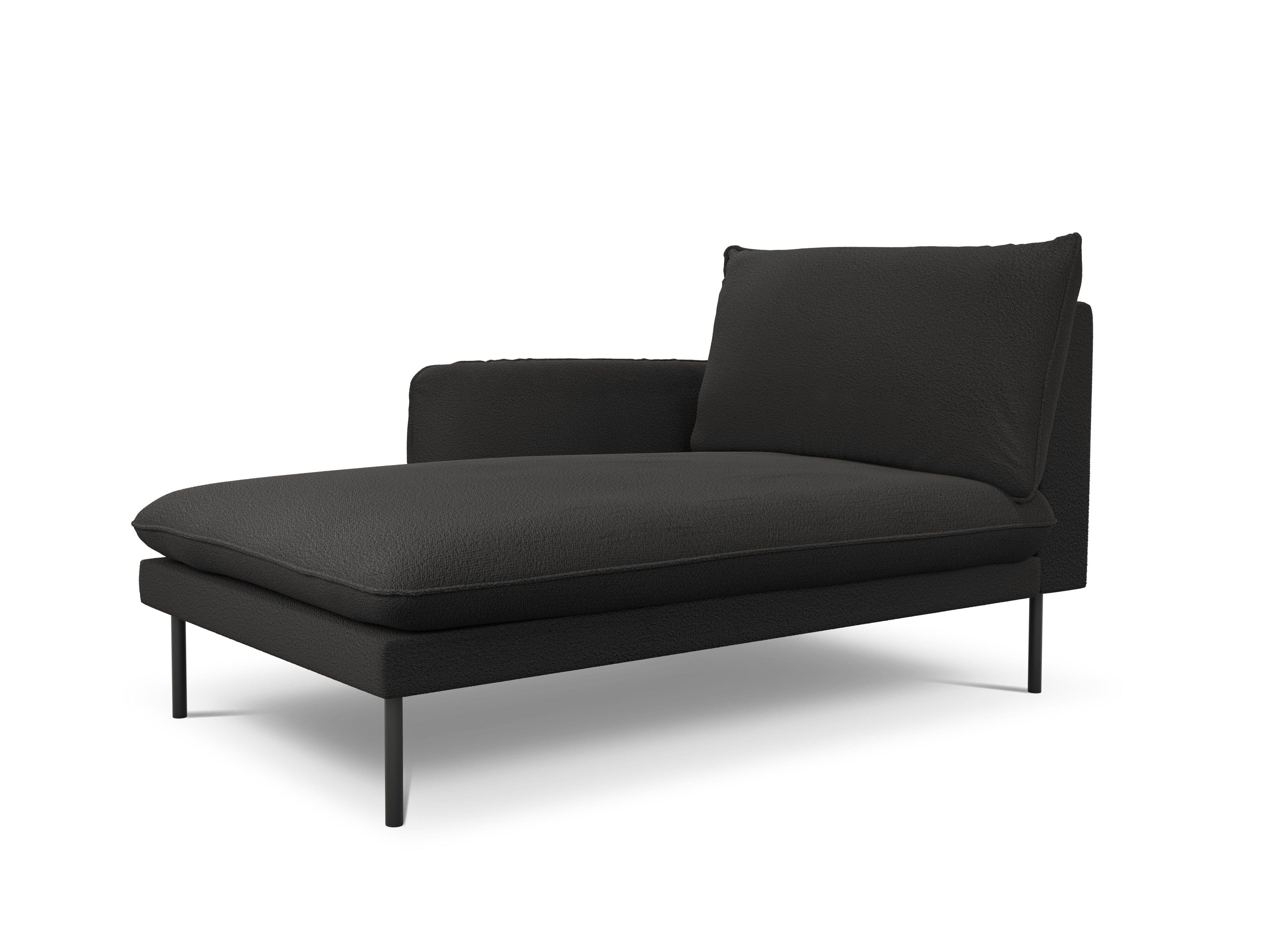 VIENNA chaise longue in boucle fabric left side black with black base - Eye on Design