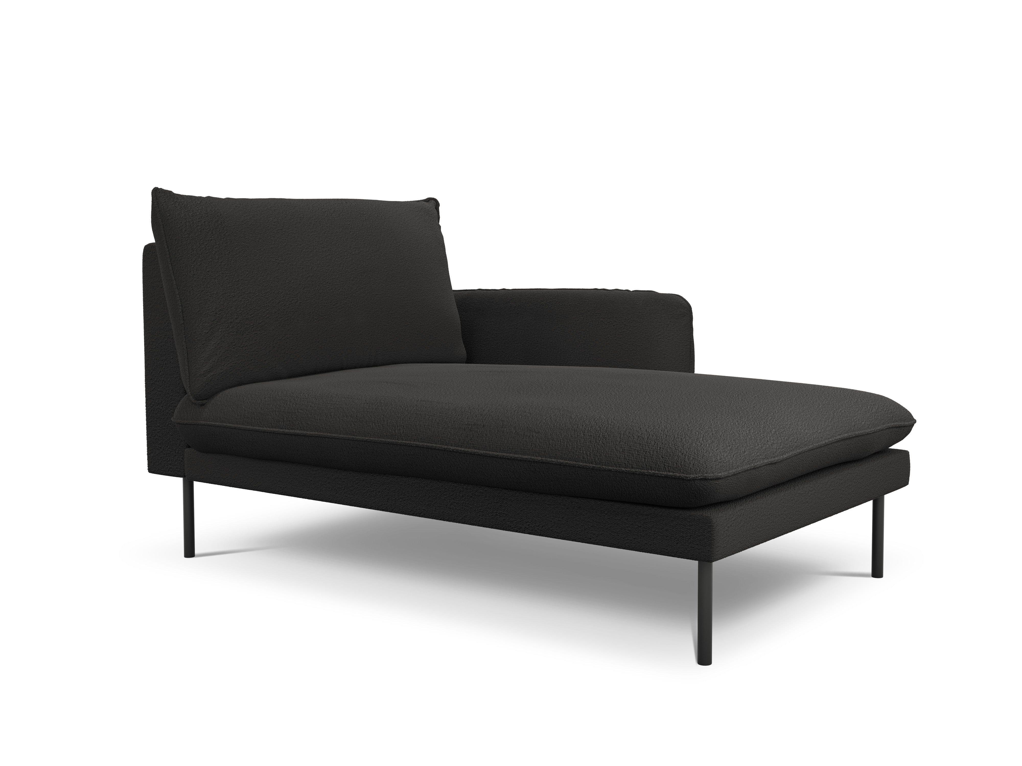 VIENNA chaise longue in boucle fabric right side black with black base - Eye on Design